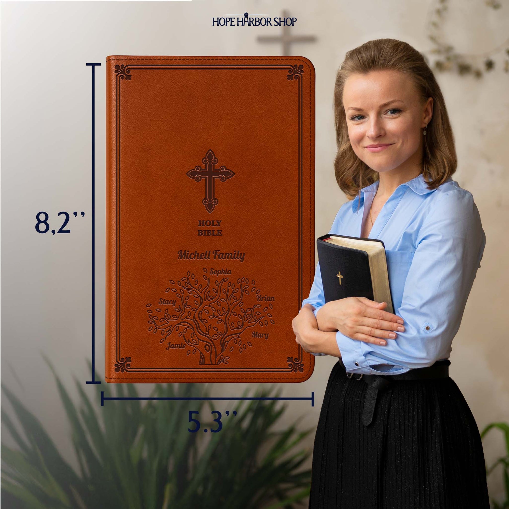 Personalized KJV Bible Chestnut Thinline - Red Letter - Engraved Family Tree