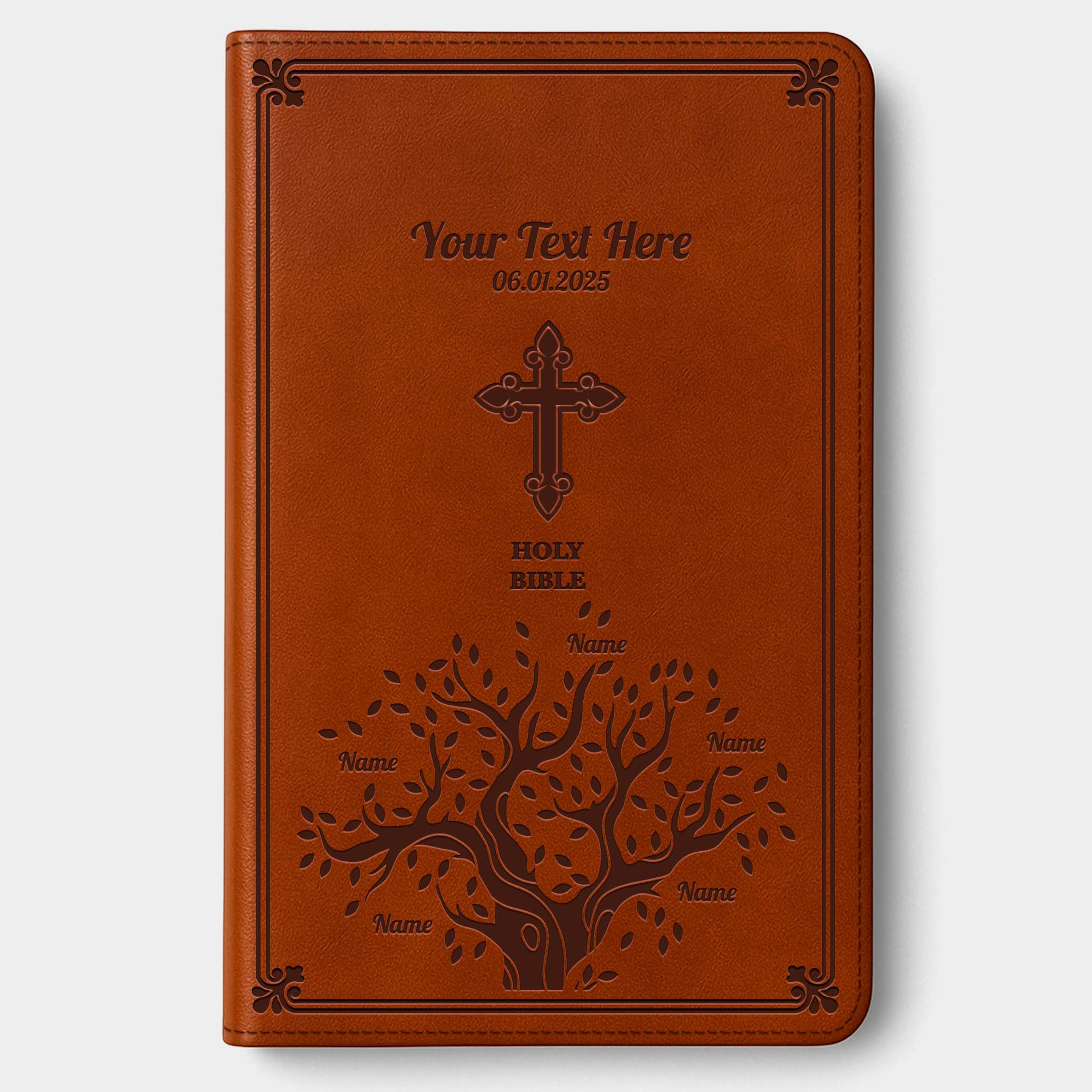 Personalized KJV Bible Chestnut Thinline - Engraved Family Tree