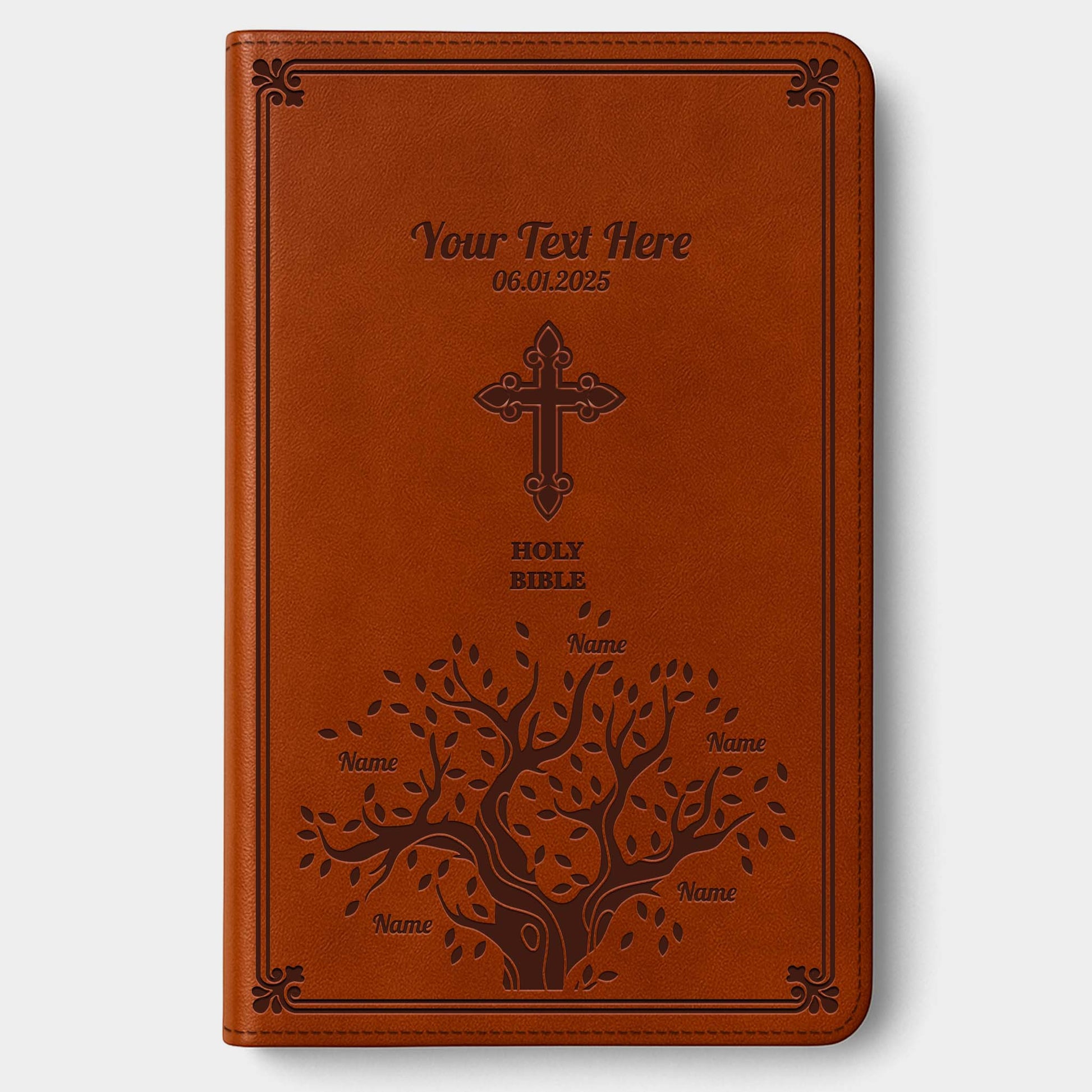 Personalized KJV Bible Chestnut Thinline - Engraved Family Tree