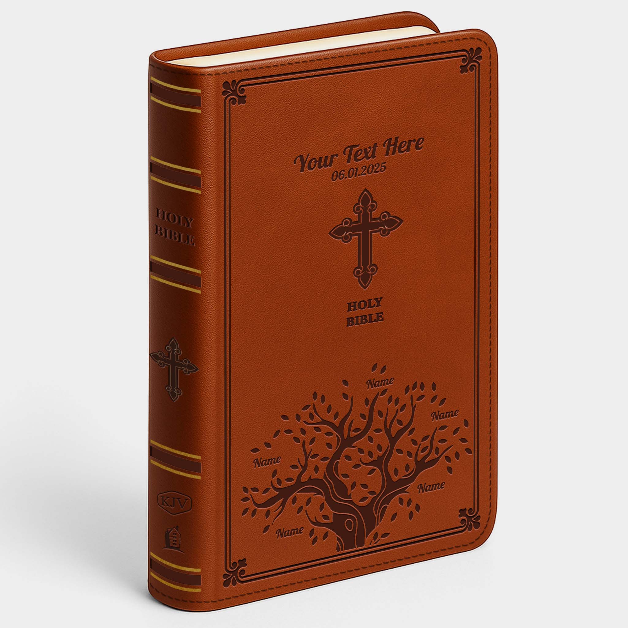 Personalized KJV Bible Chestnut Thinline - Engraved Family Tree