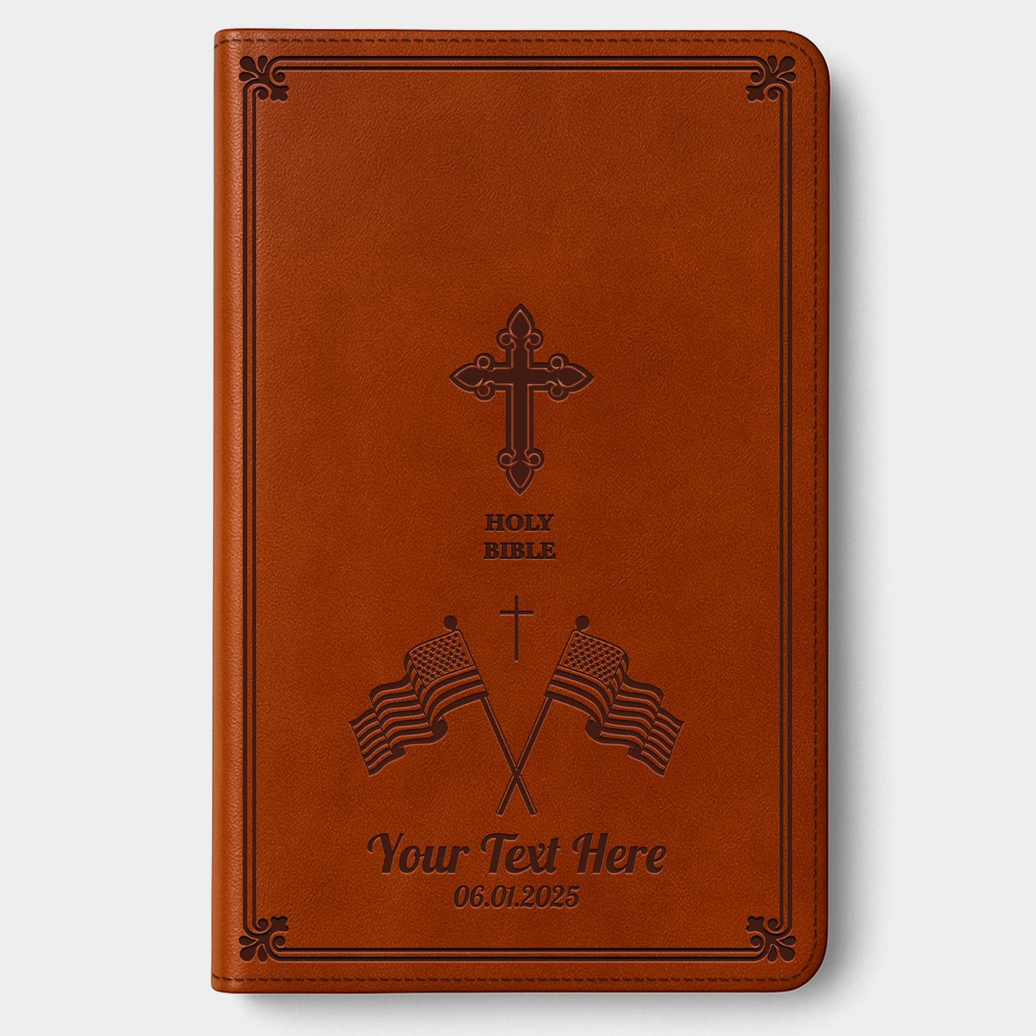 Personalized KJV Bible Chestnut Thinline - Engraved USA Patriotic