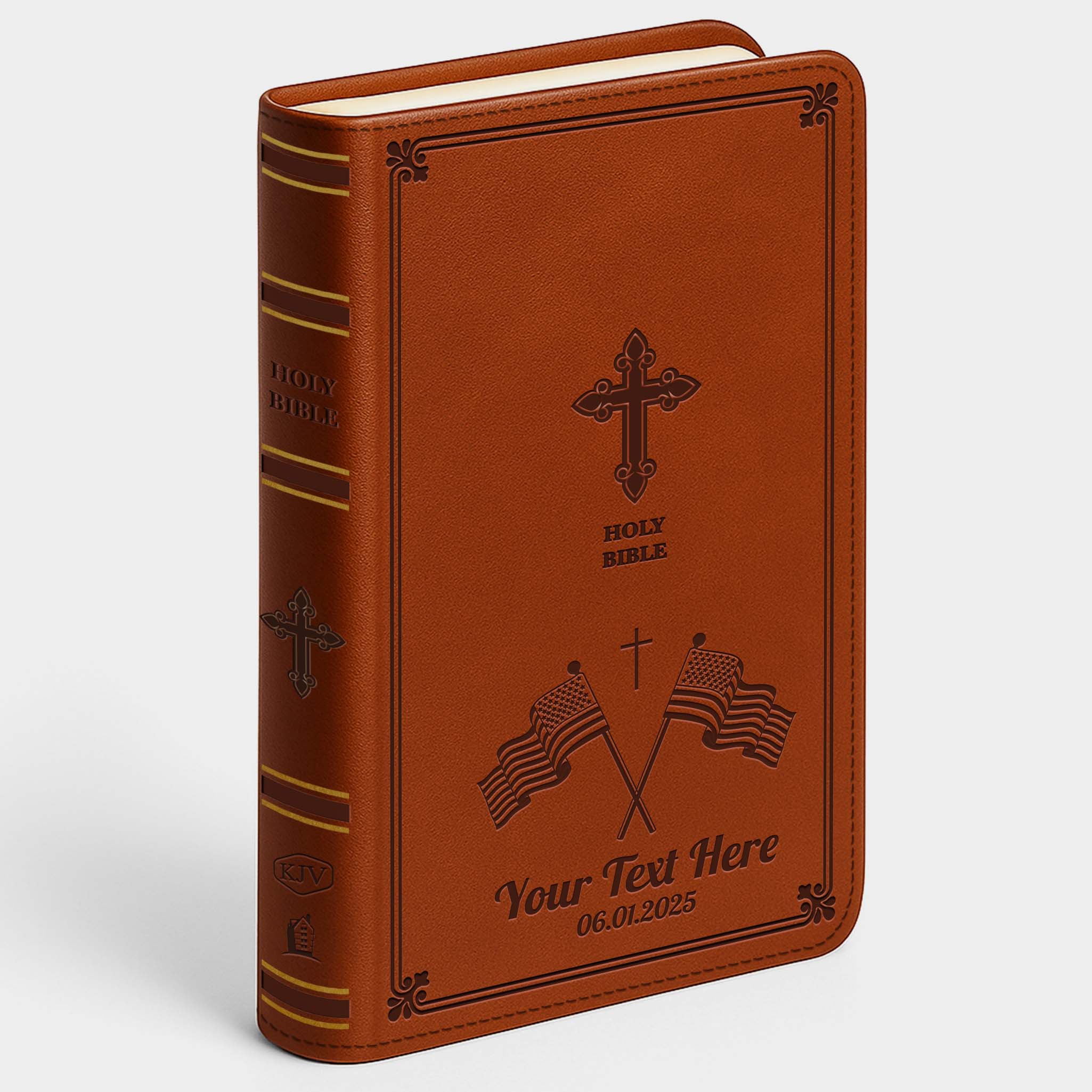Personalized KJV Bible Chestnut Thinline - Engraved USA Patriotic
