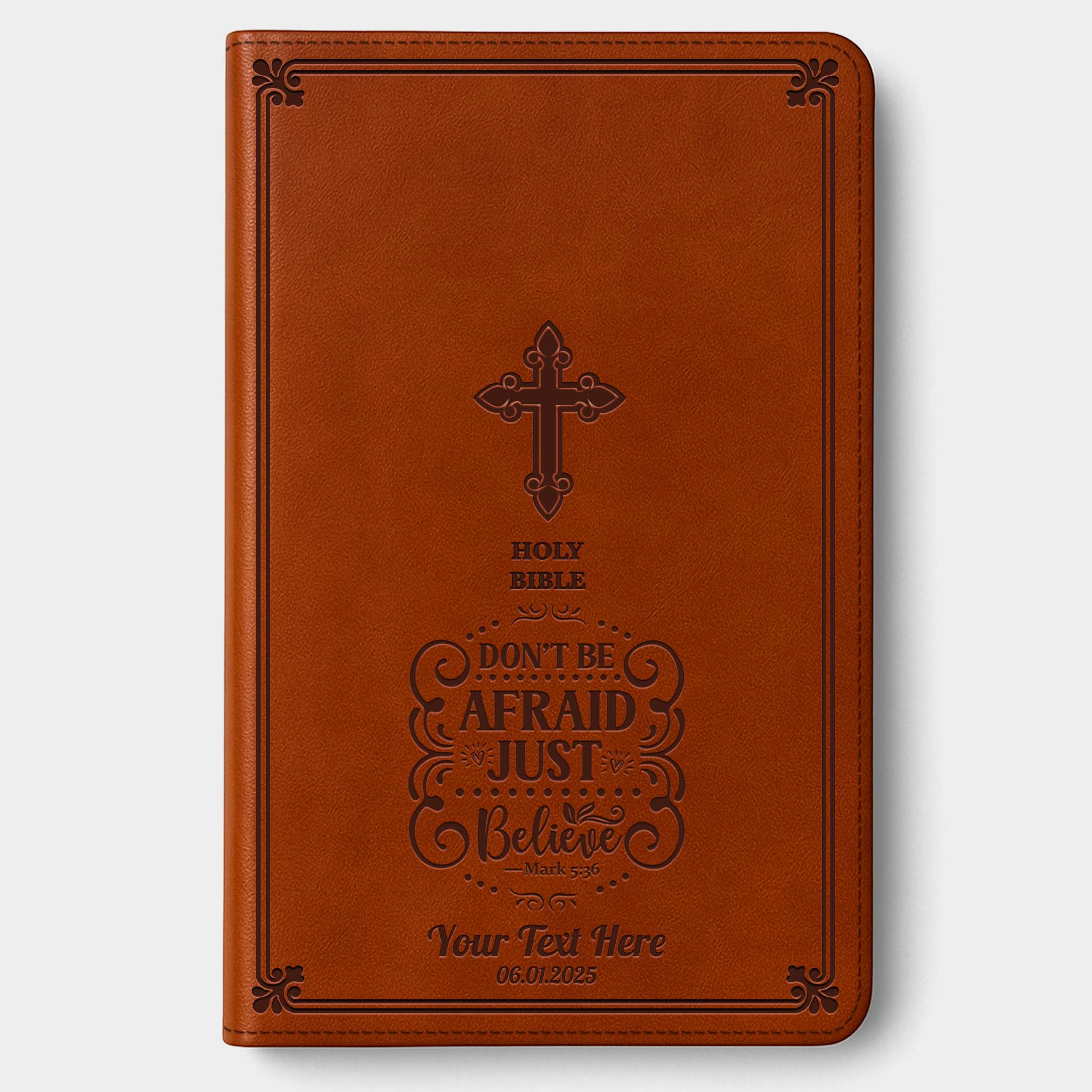 Personalized KJV Bible Chestnut Thinline - Engraved Verse