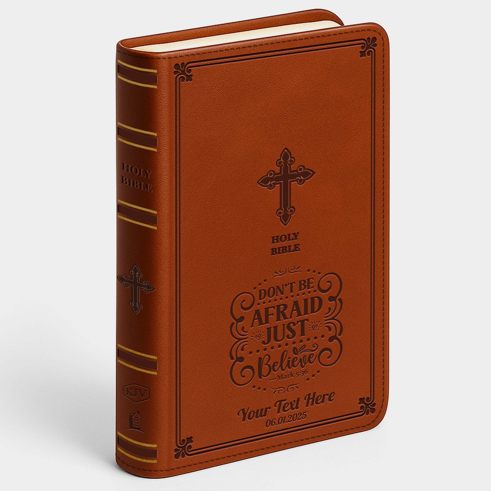Personalized KJV Bible Chestnut Thinline - Engraved Verse