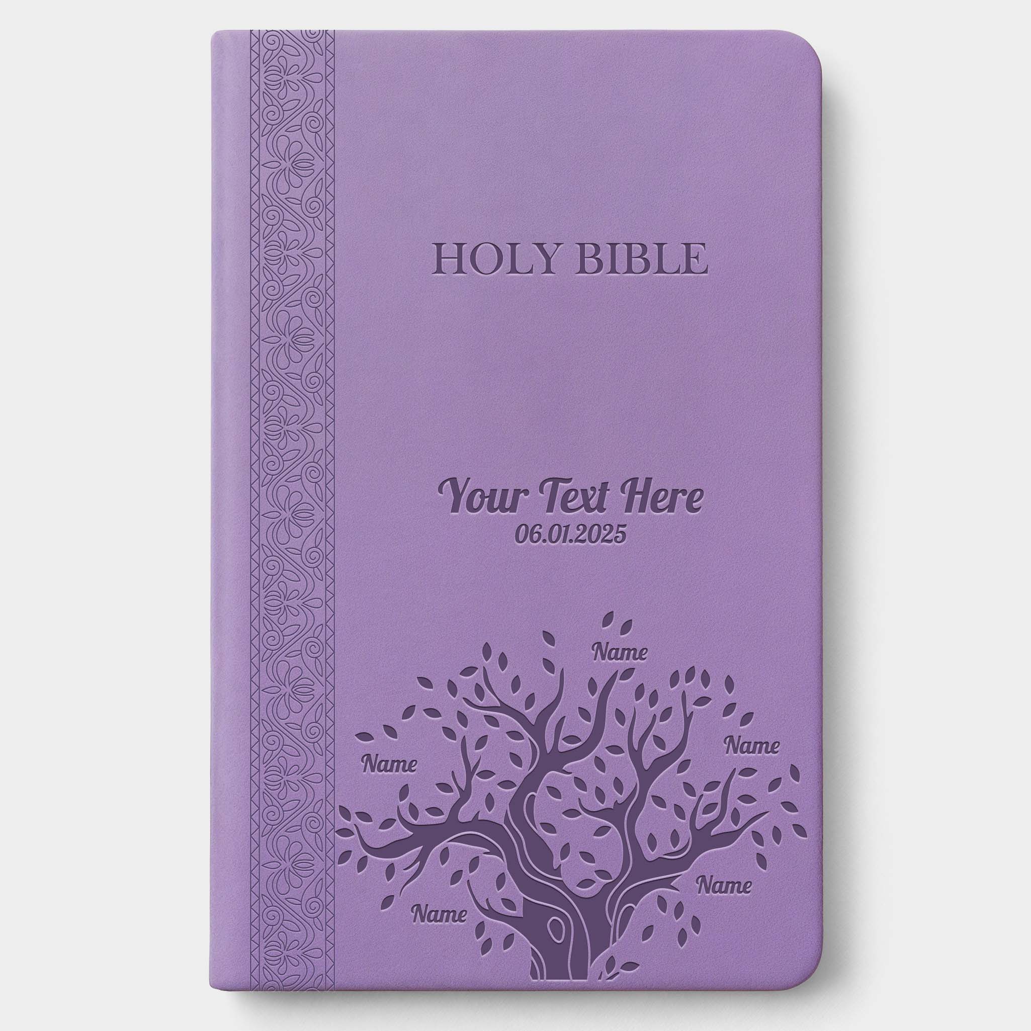 Personalized KJV Bible Lavender Thinline - Red Letter - Engraved Family Tree