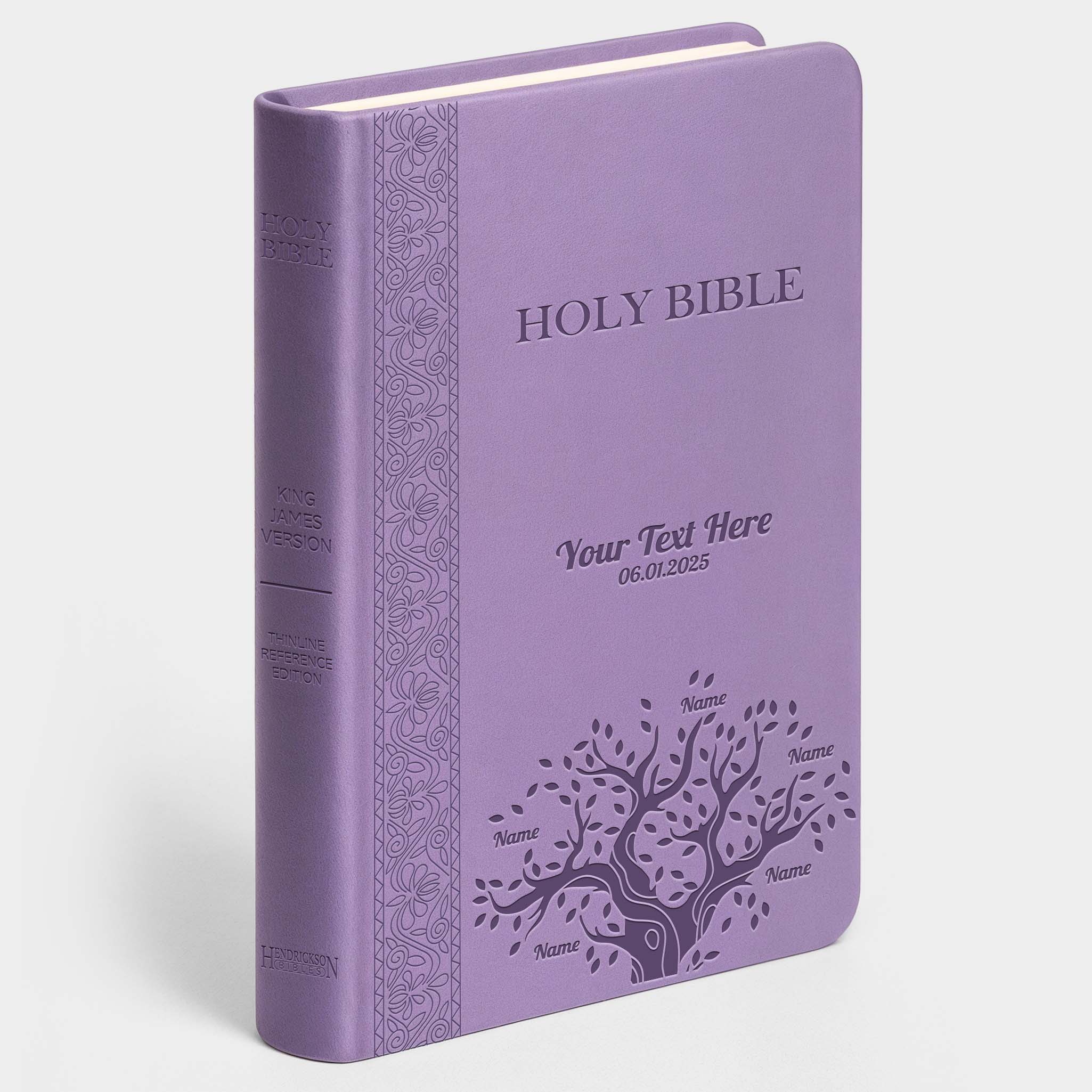 Personalized KJV Bible Lavender Thinline - Red Letter - Engraved Family Tree