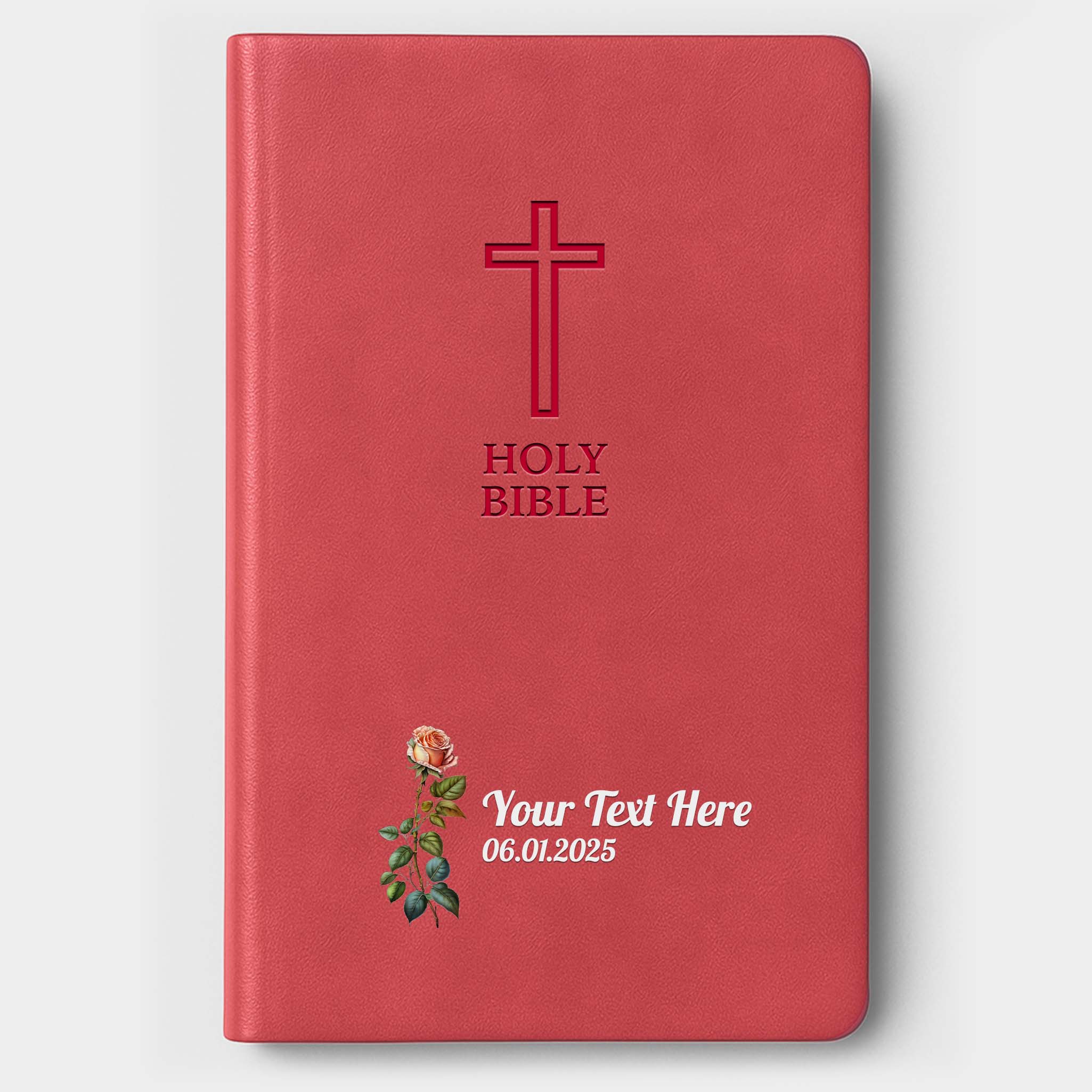 Personalized KJV Bible Pink Value Thinline - Birth Flower - Red Letter