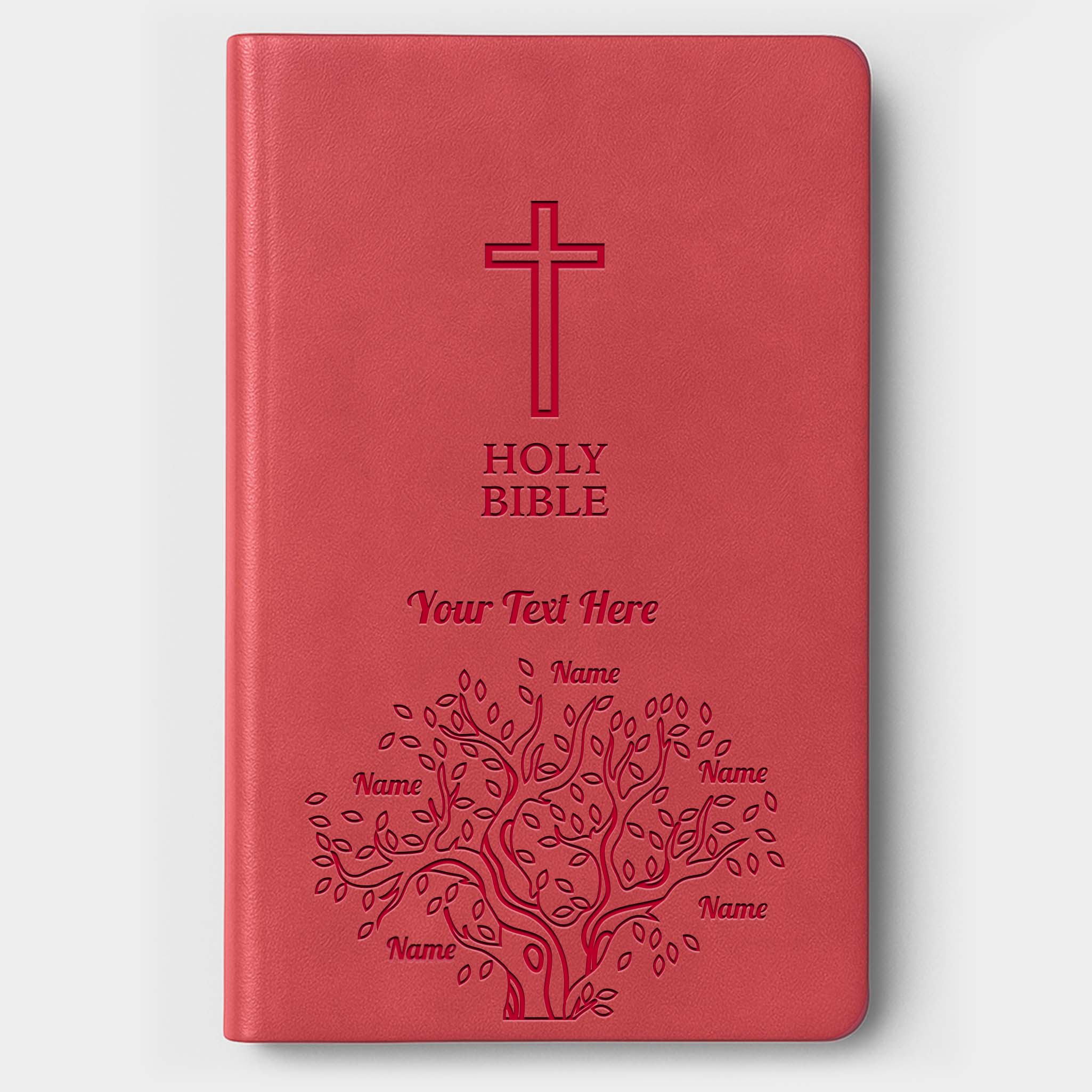 Personalized KJV Bible Pink Value Thinline - Red Letter - Engraved Family Tree