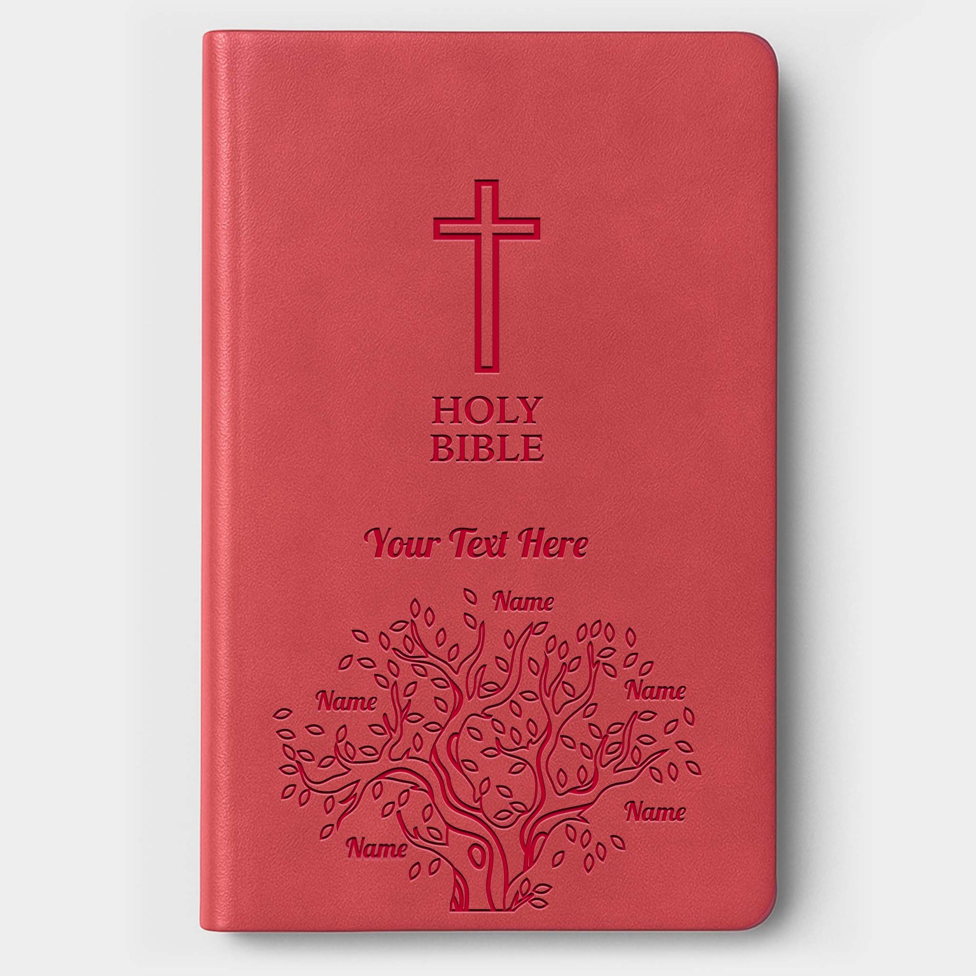 Personalized KJV Bible Pink Value Thinline - Red Letter - Engraved Family Tree