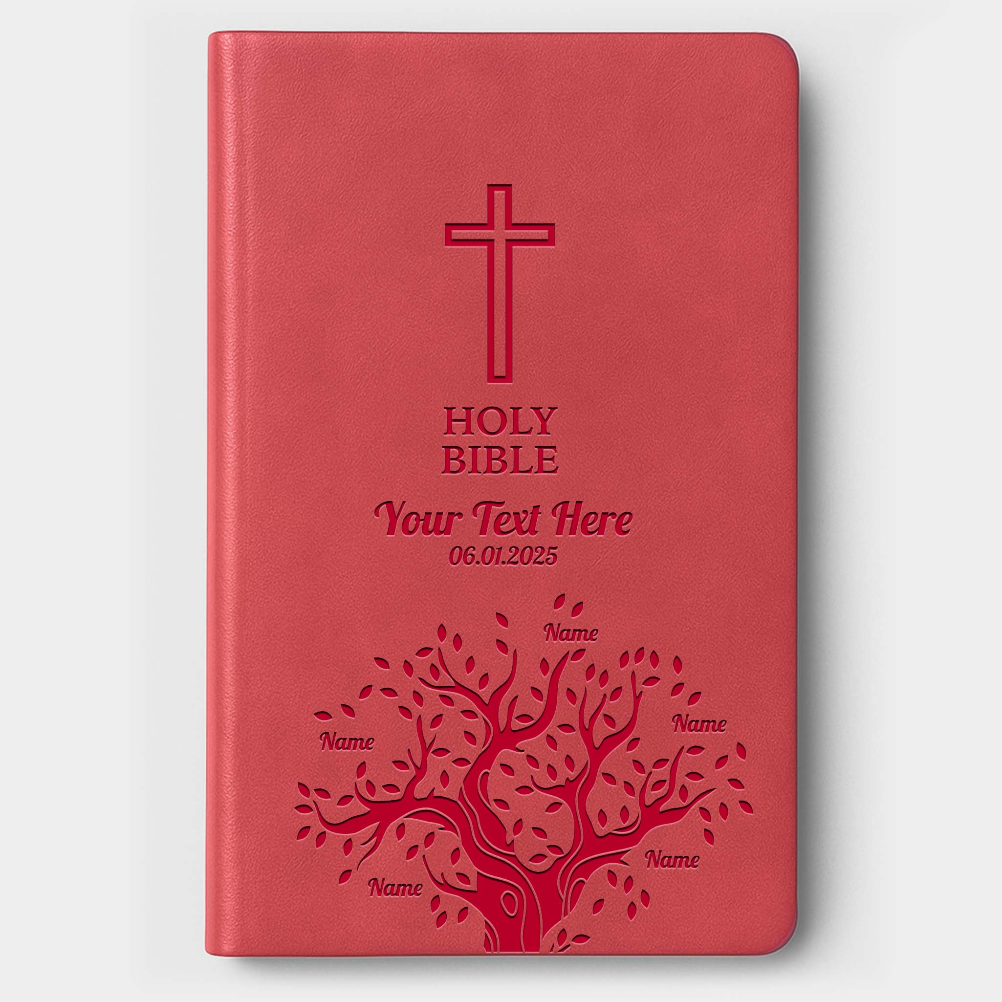 Personalized KJV Bible Pink Value Thinline - Engraved Family Tree