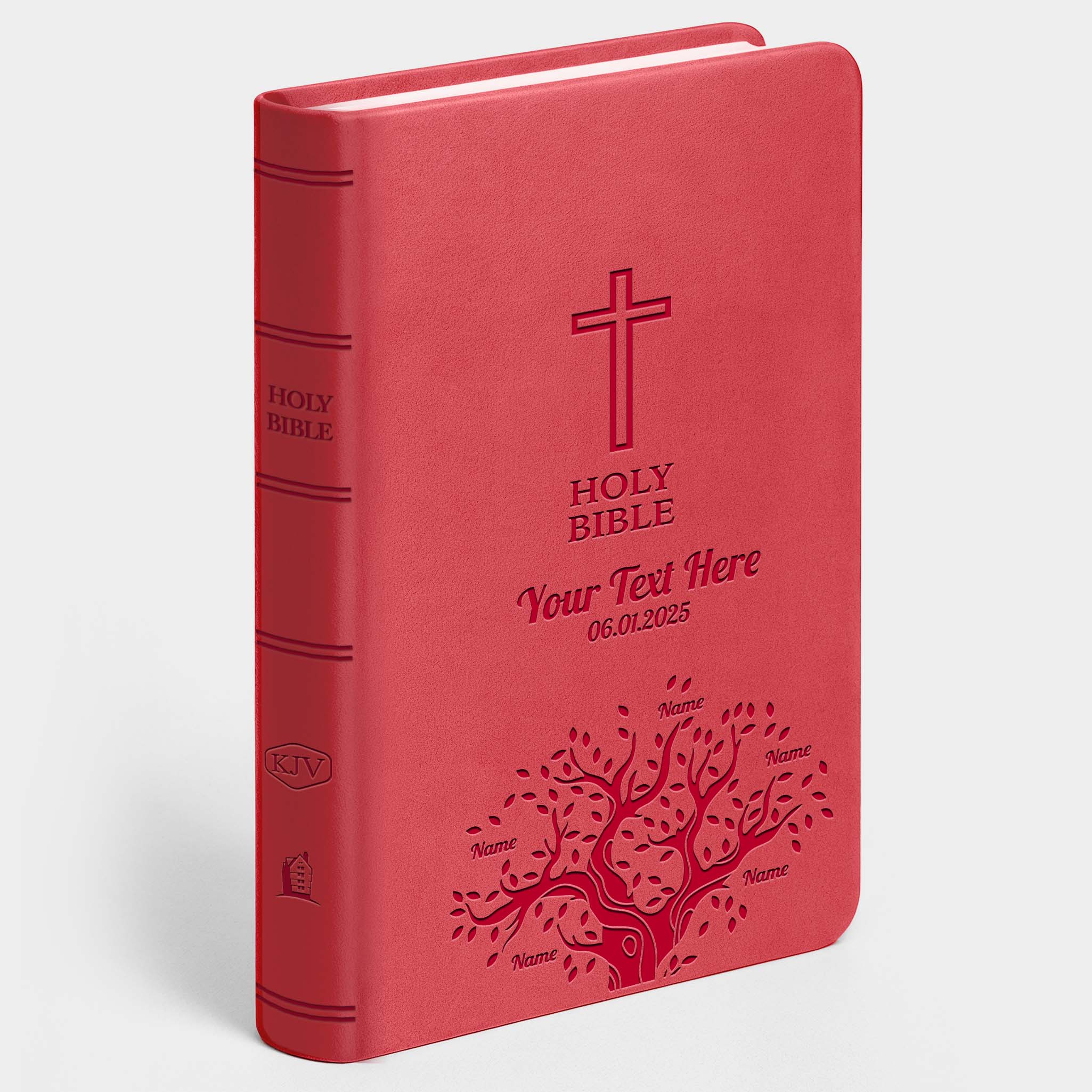 Personalized KJV Bible Pink Value Thinline - Engraved Family Tree