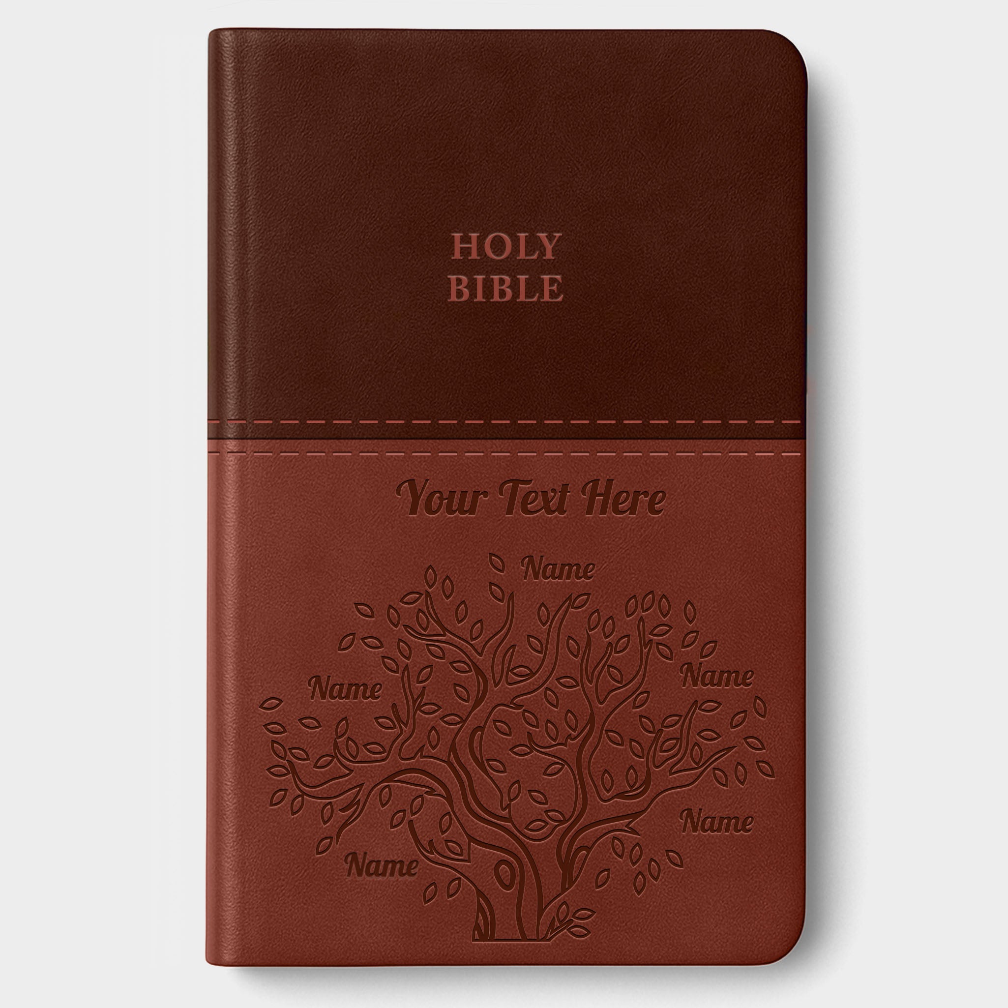 Personalized KJV Bible Brown Thinline - Red Letter - Engraved Family Tree