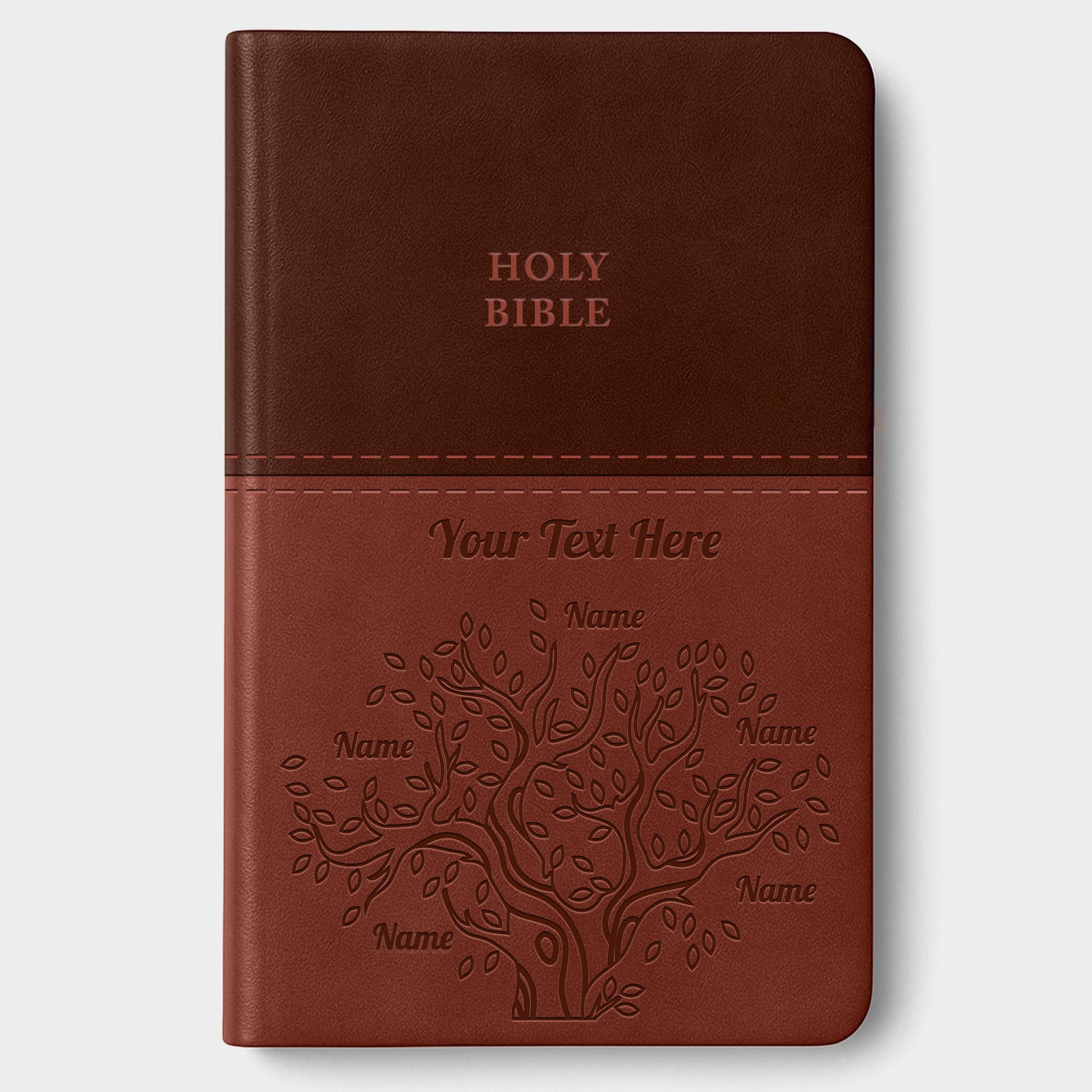 Personalized KJV Bible Brown Thinline - Red Letter - Engraved Family Tree