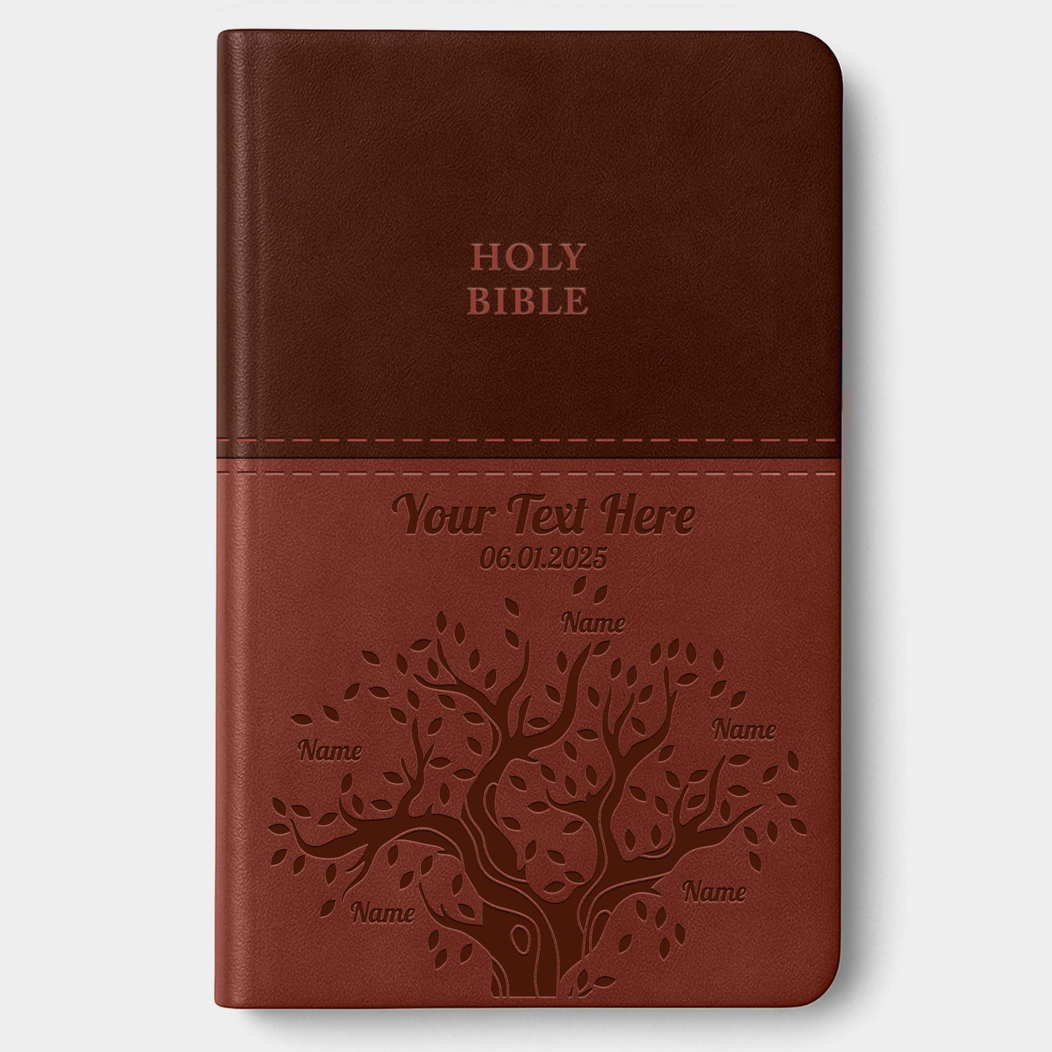 Personalized KJV Bible Brown Thinline - Engraved Family Tree