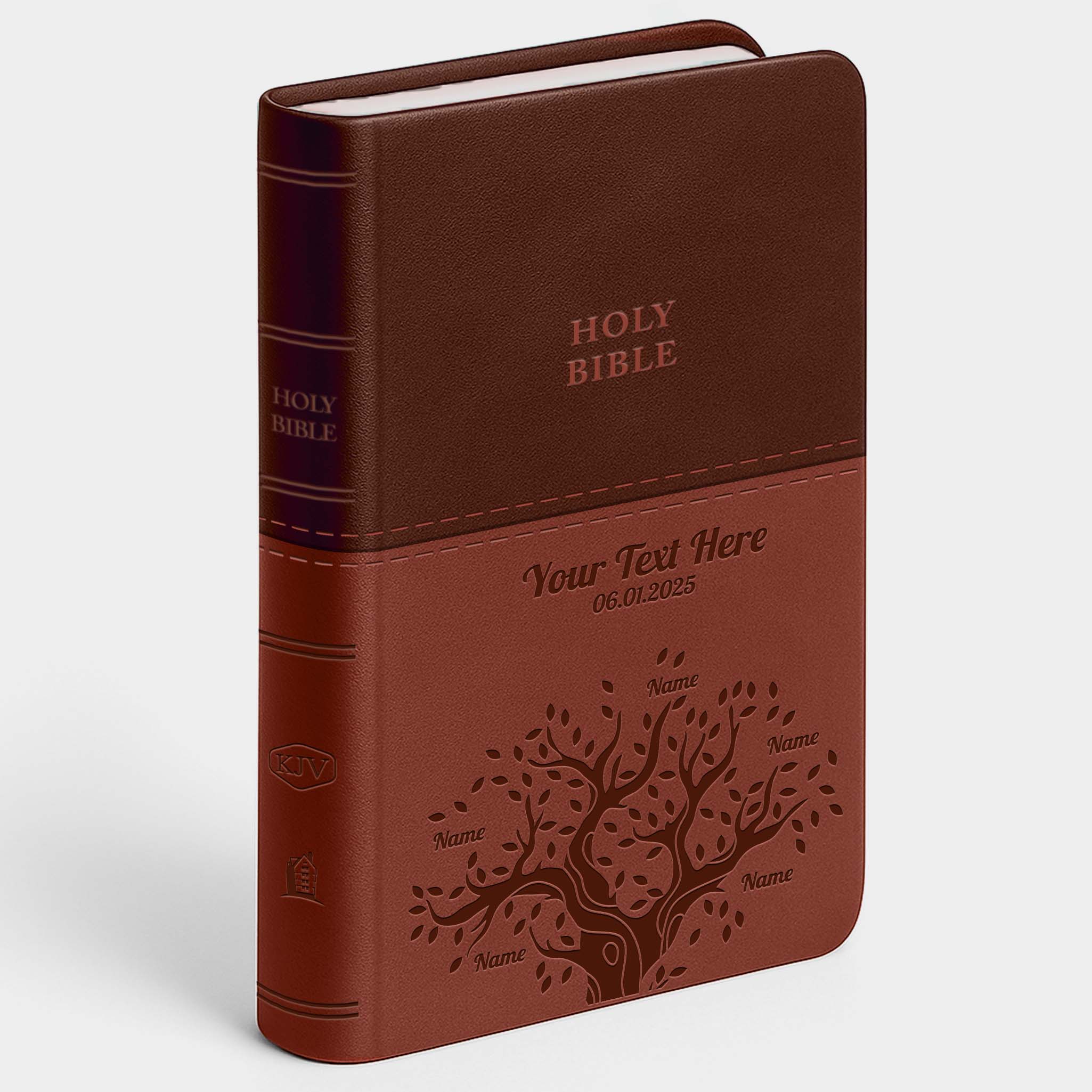 Personalized KJV Bible Brown Thinline - Engraved Family Tree