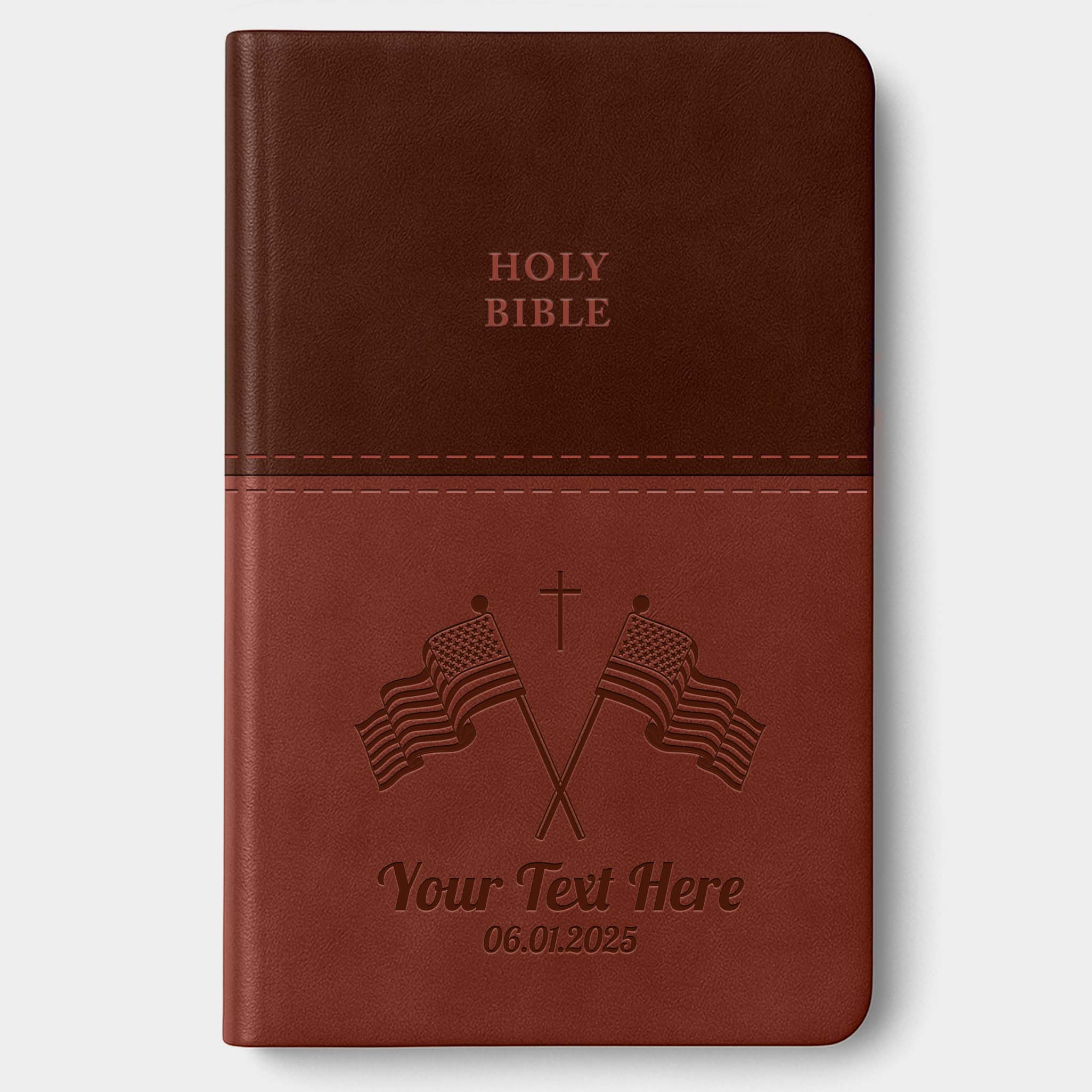 Personalized KJV Bible Brown Thinline - Engraved USA Patriotic