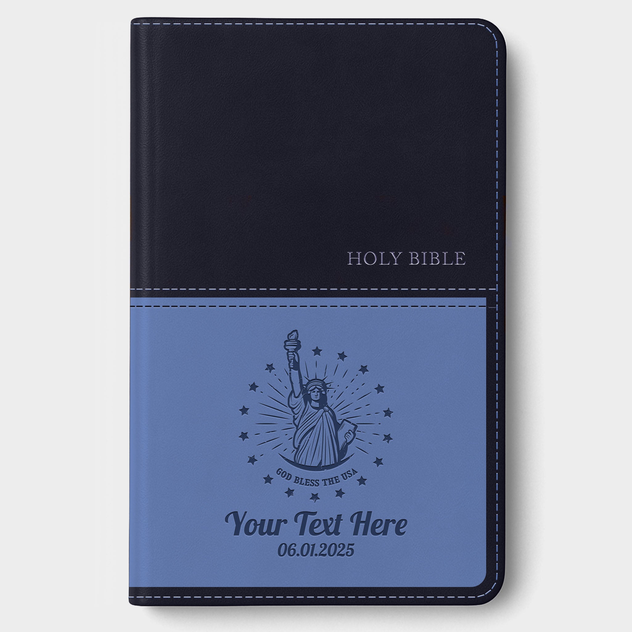 Personalized KJV Bible Navy Thinline - Engraved USA Patriotic