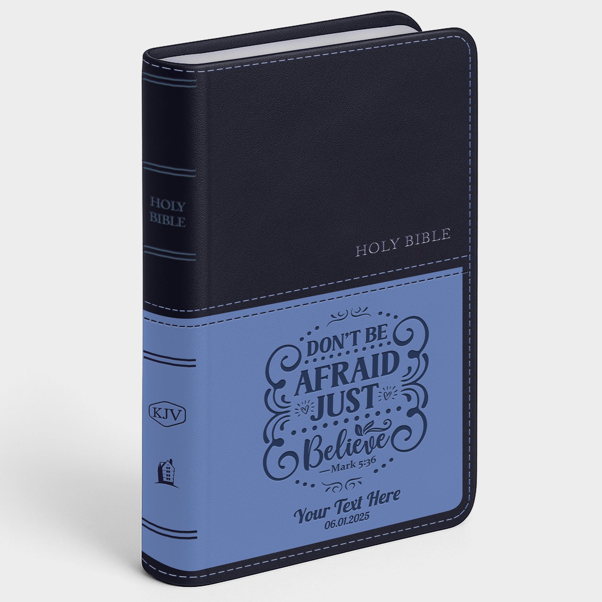 Personalized KJV Bible Navy Thinline - Engraved Verse