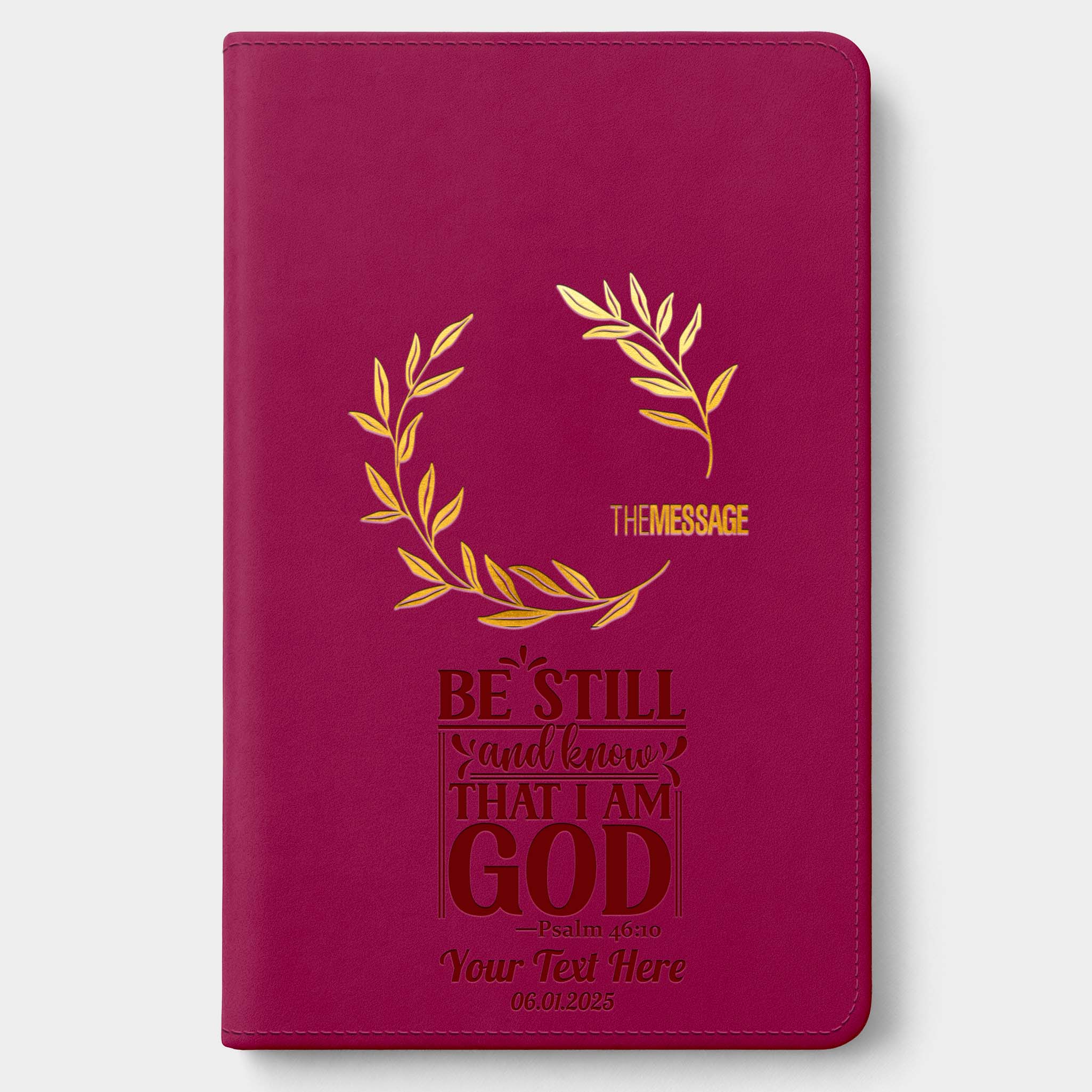 Personalized The Message Large Print Bible - Cranberry Laurels - Engraved Verse