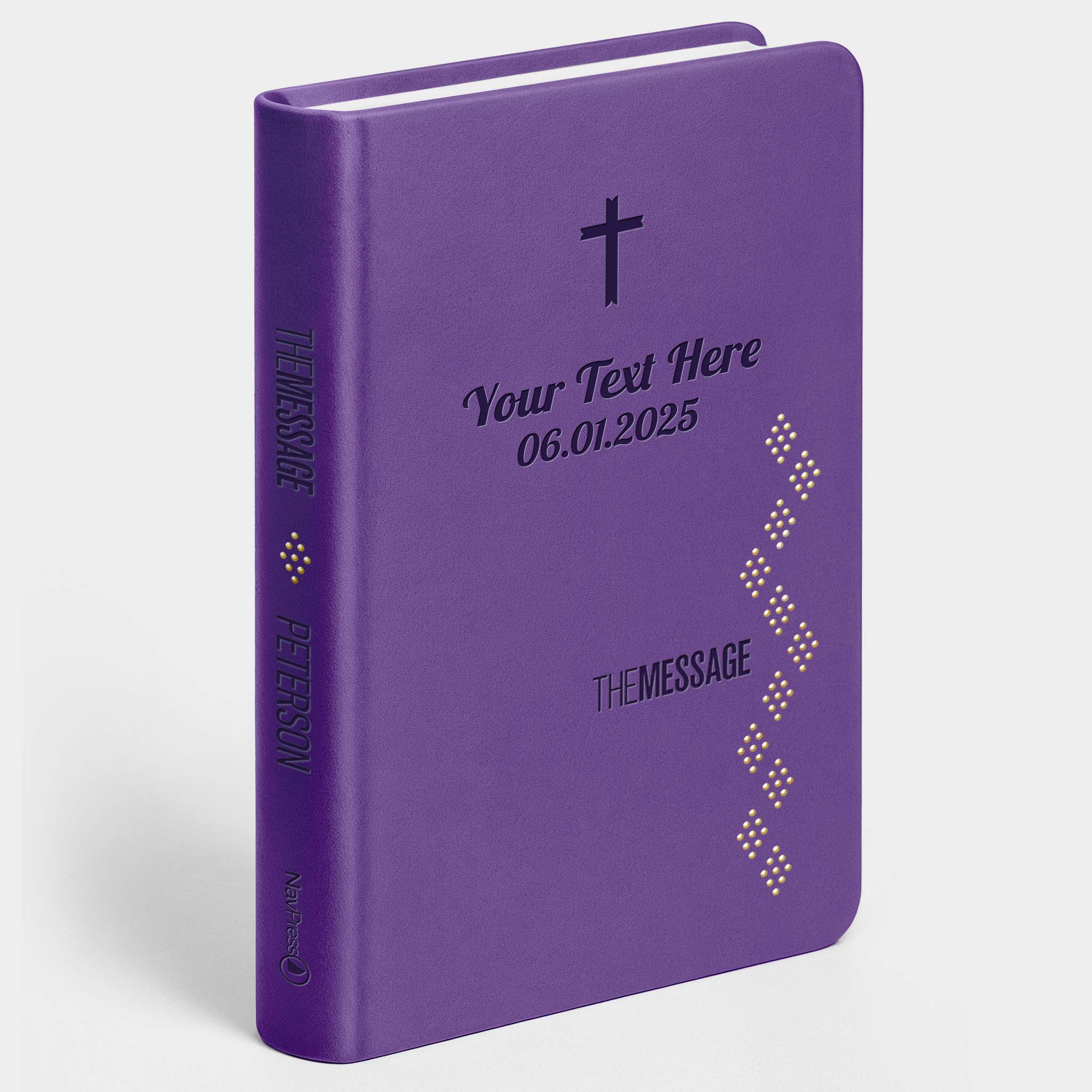 Personalized The Message Amethyst Purple Deluxe Bible - Engraved Cross