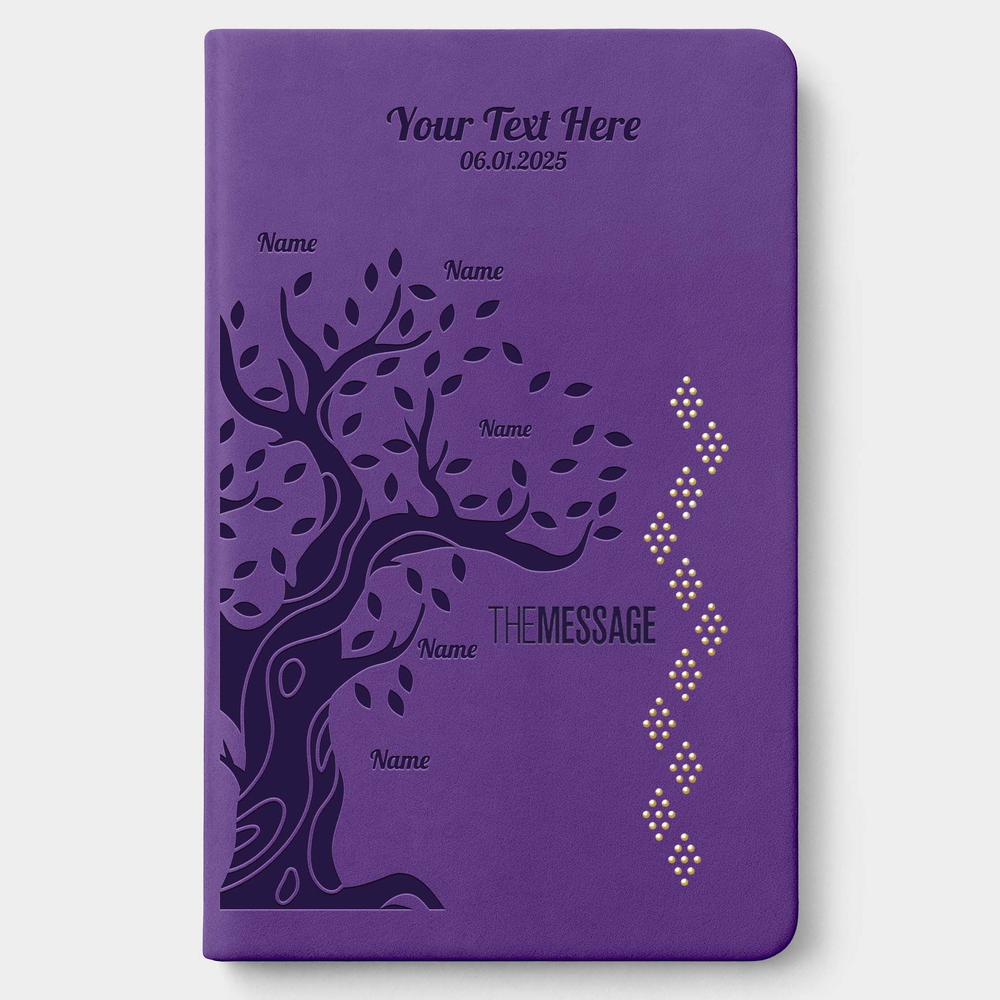 Personalized The Message Amethyst Purple Deluxe Bible - Engraved Family Tree
