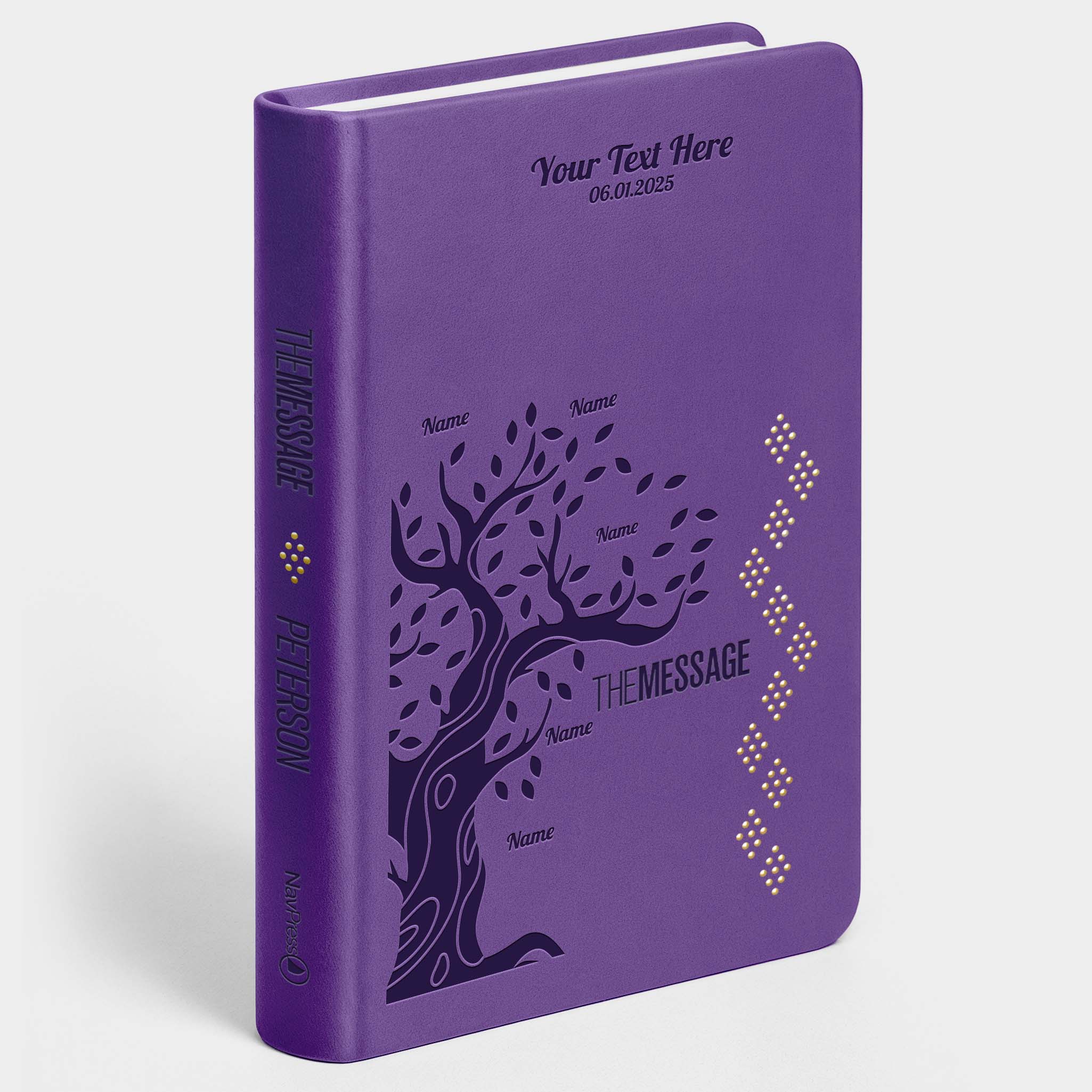 Personalized The Message Amethyst Purple Deluxe Bible - Engraved Family Tree
