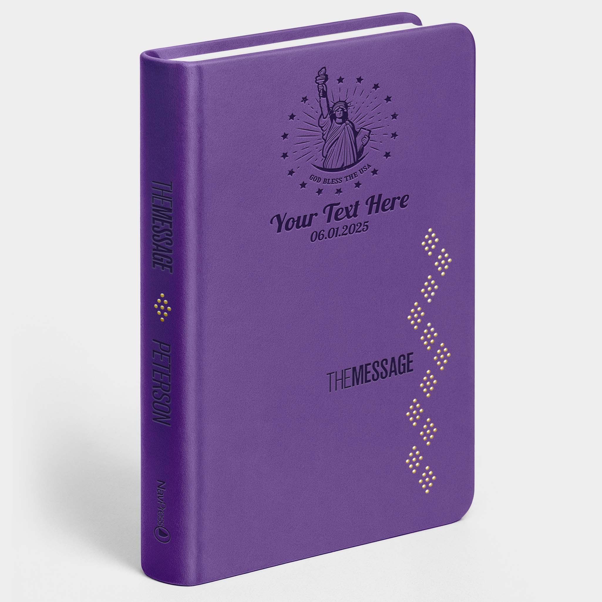 Personalized The Message Amethyst Purple Deluxe Bible - Engraved USA Patriotic