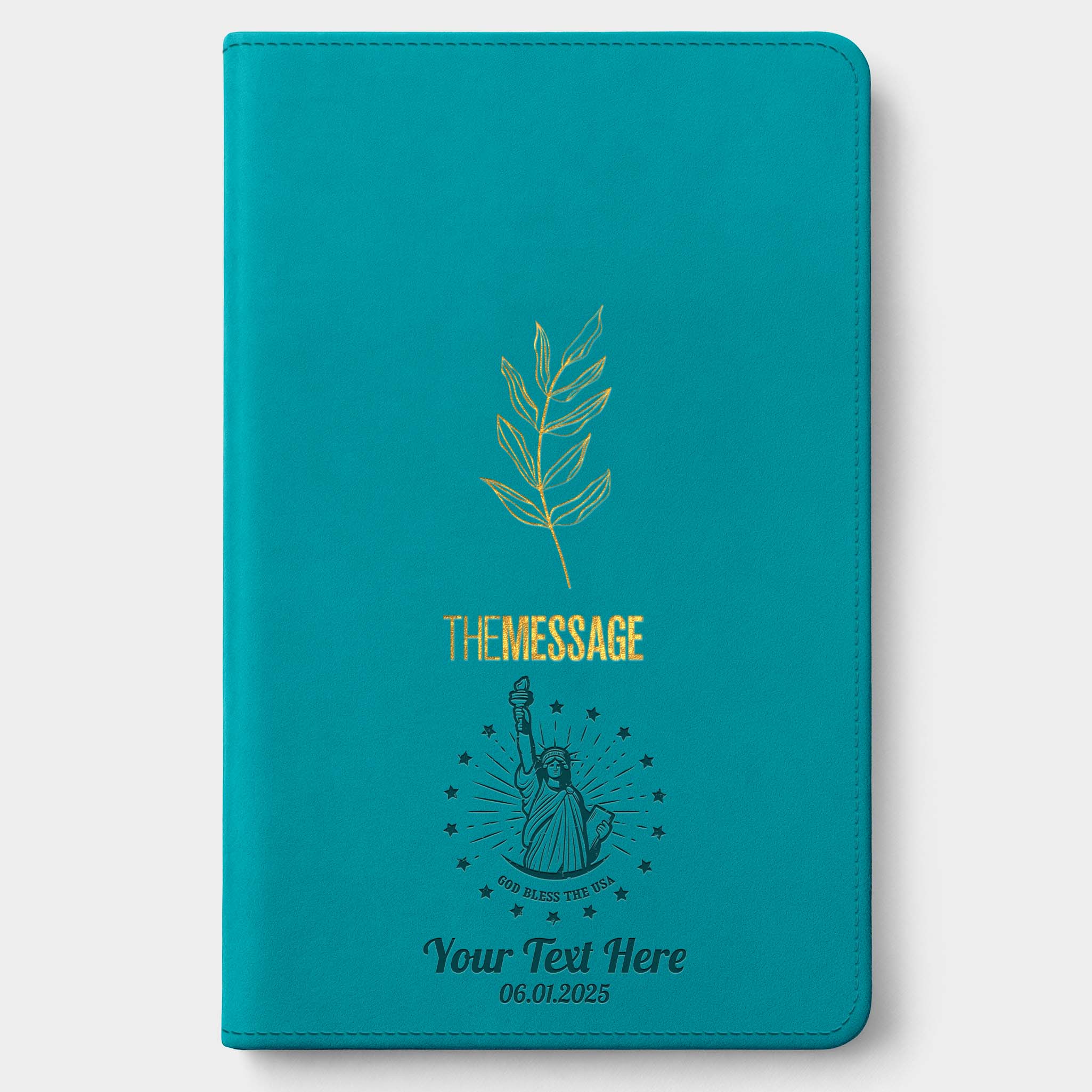 Personalized The Message Hosanna Teal Deluxe Bible - Engraved USA Patriotic