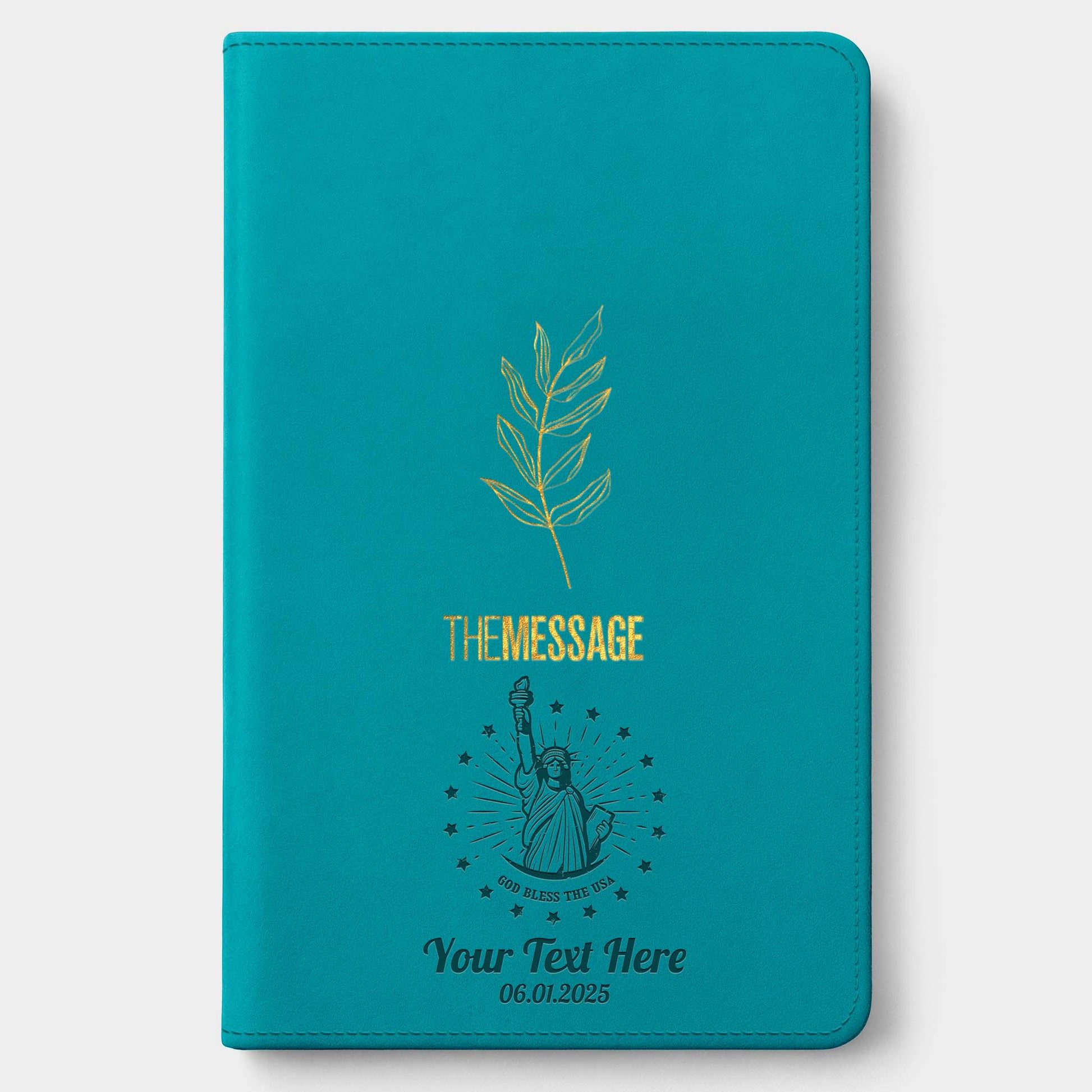 Personalized The Message Hosanna Teal Deluxe Bible - Engraved USA Patriotic