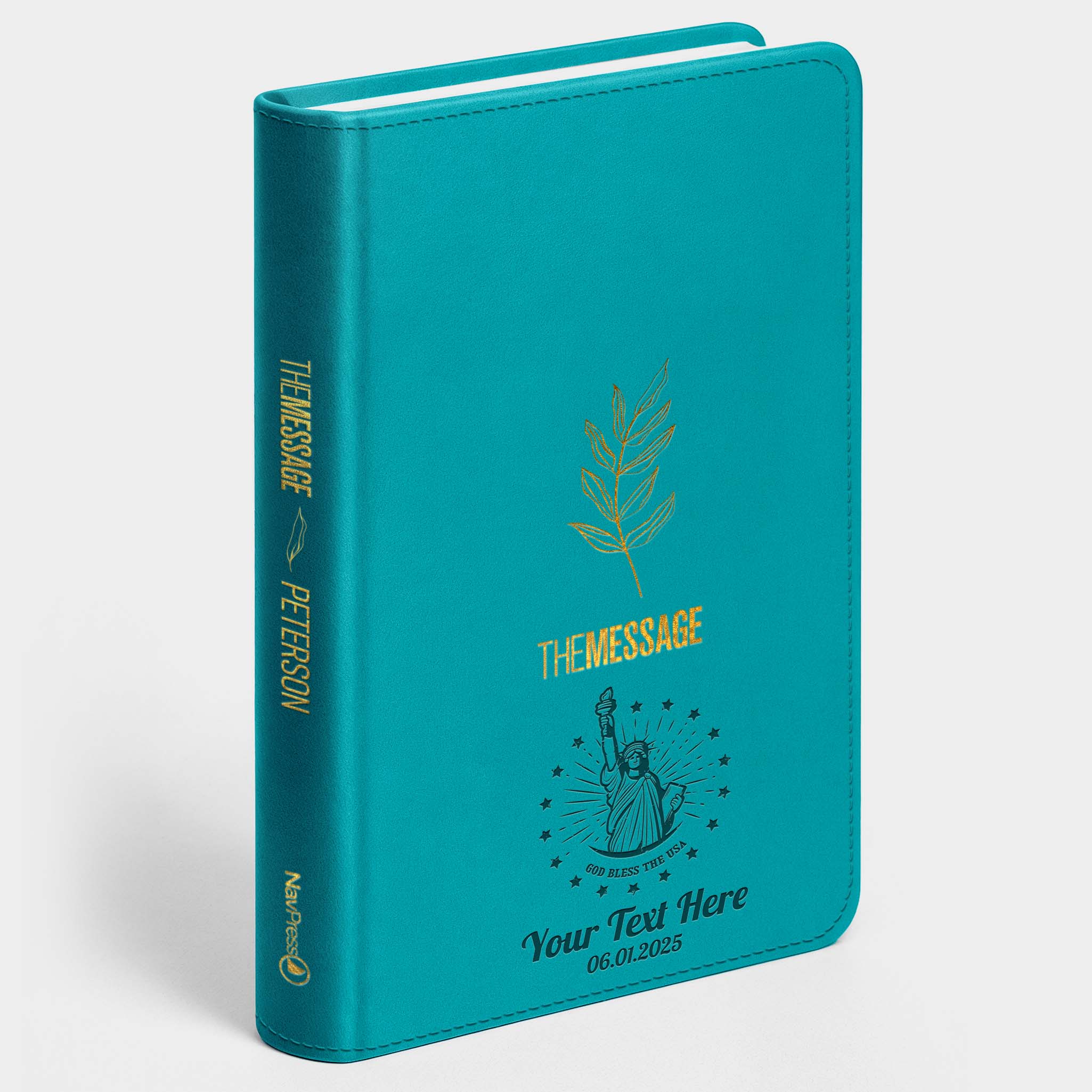 Personalized The Message Hosanna Teal Deluxe Bible - Engraved USA Patriotic