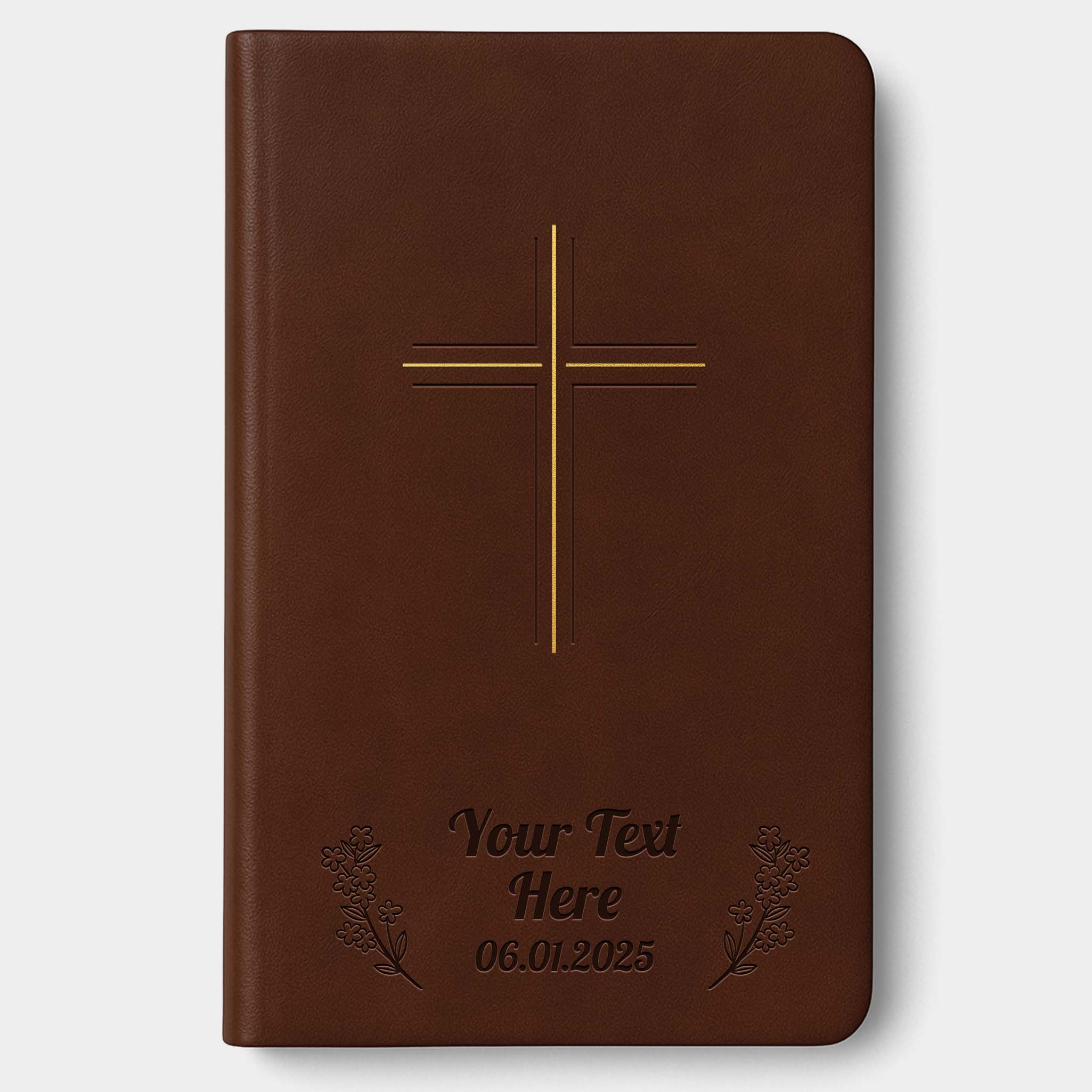 Personalized The Message Bible Brown Cross - Engraved Floral Frame