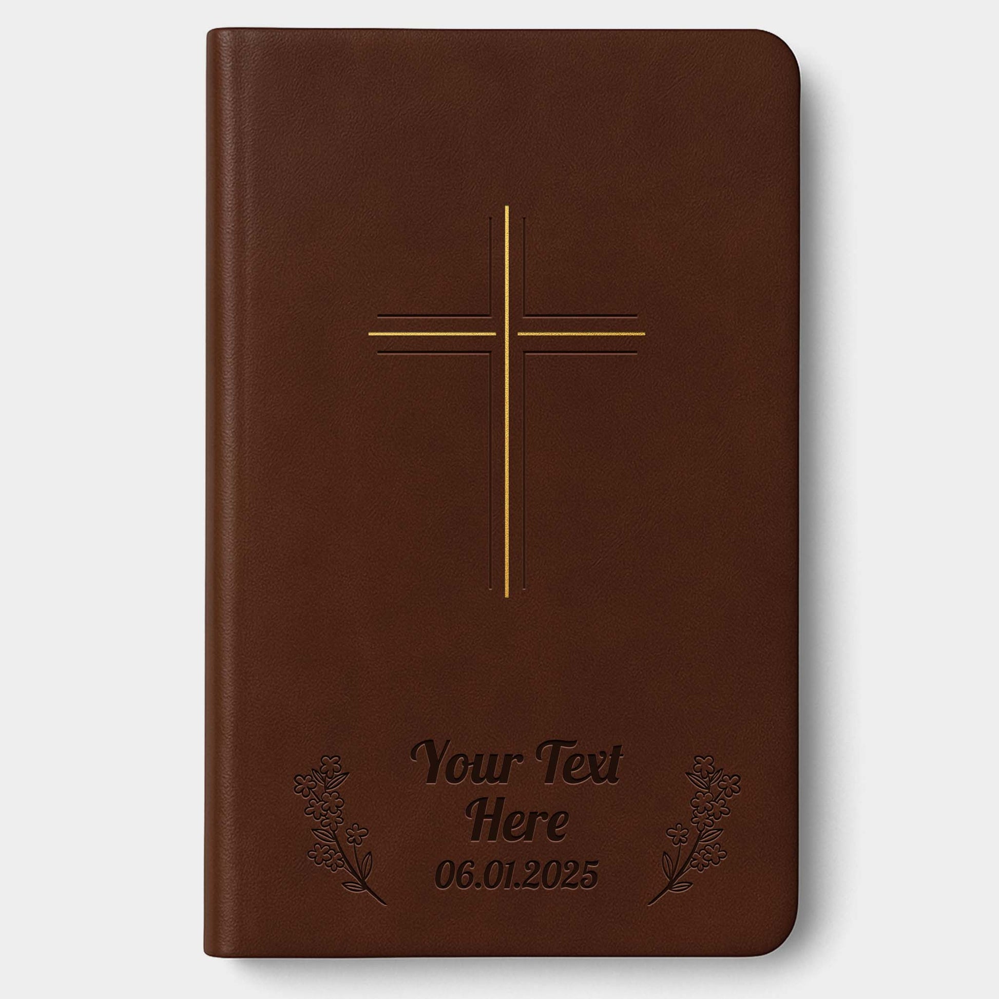Personalized The Message Bible Brown Cross - Engraved Floral Frame