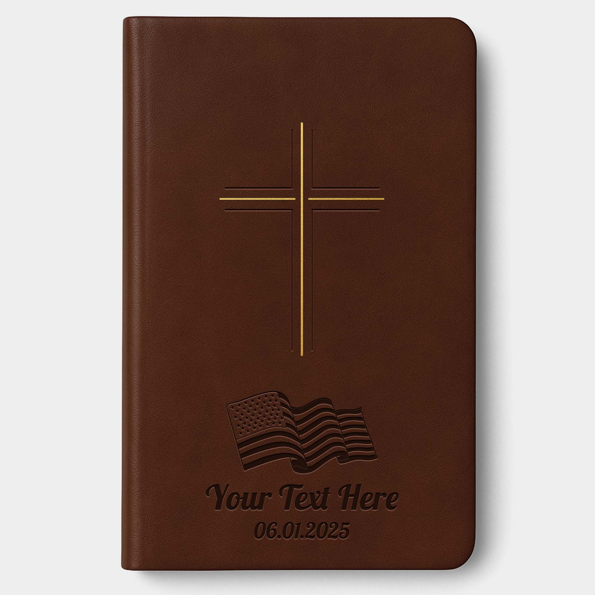 Personalized The Message Brown Bible - Engraved Cross USA Patriotic