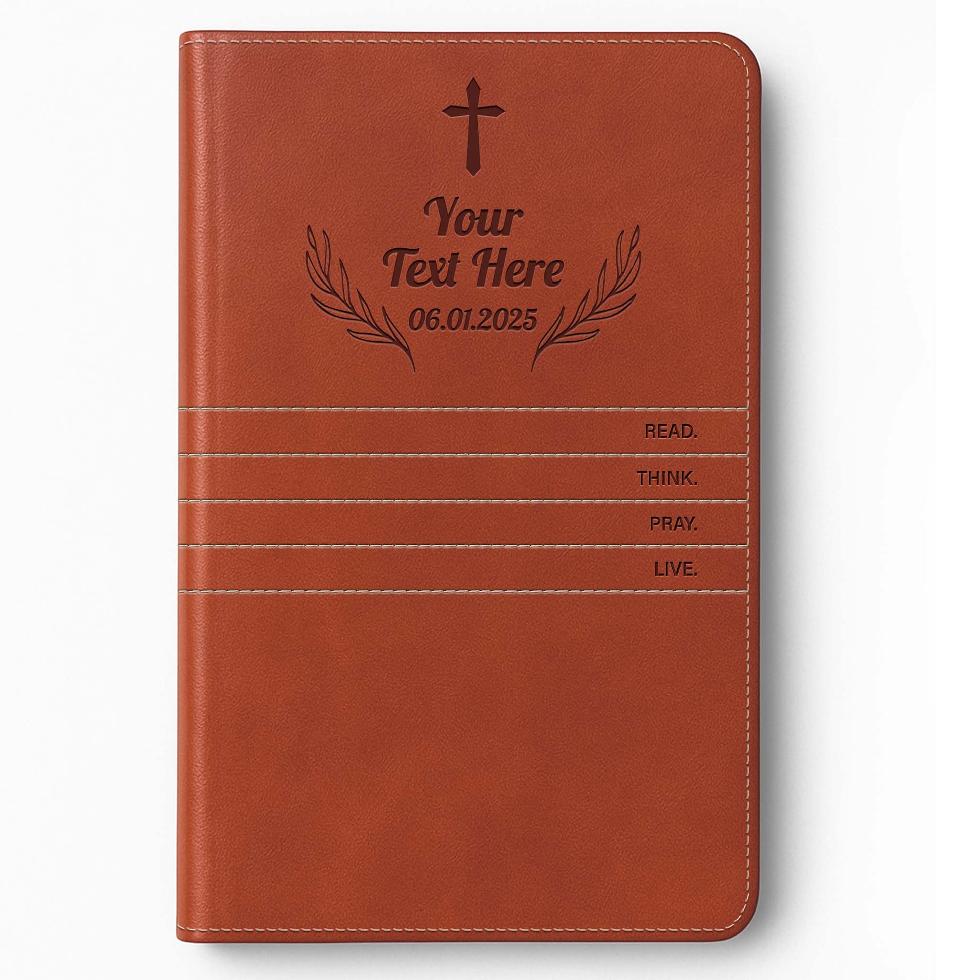 Personalized The Message Saddle Tan Bible - Engraved Cross Frame