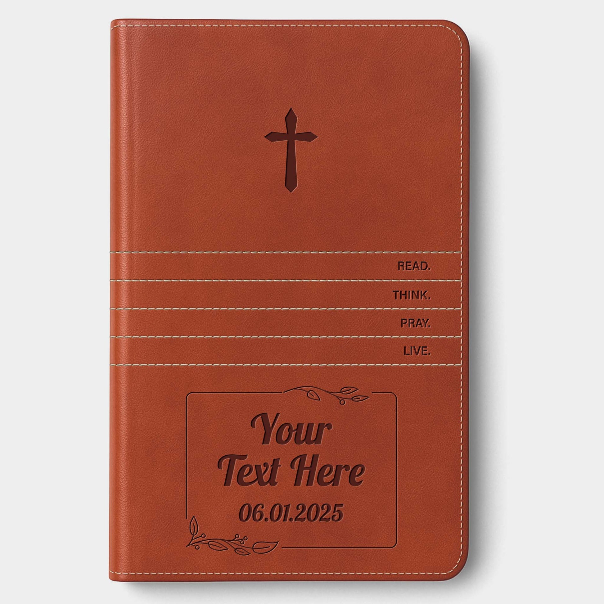 Personalized The Message Saddle Tan Bible - Engraved Cross Frame