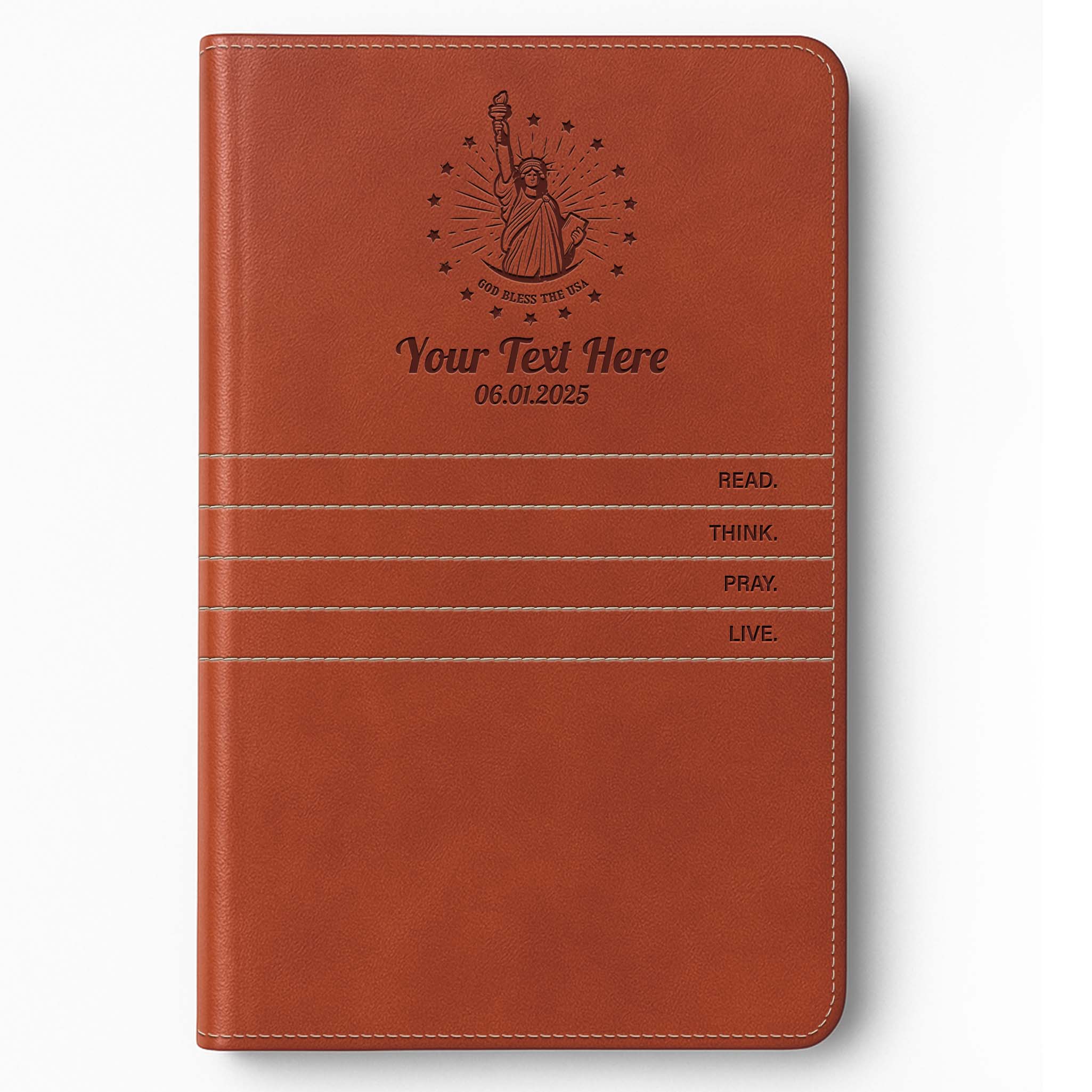 Personalized The Message Saddle Tan Bible - Engraved USA Patriotic