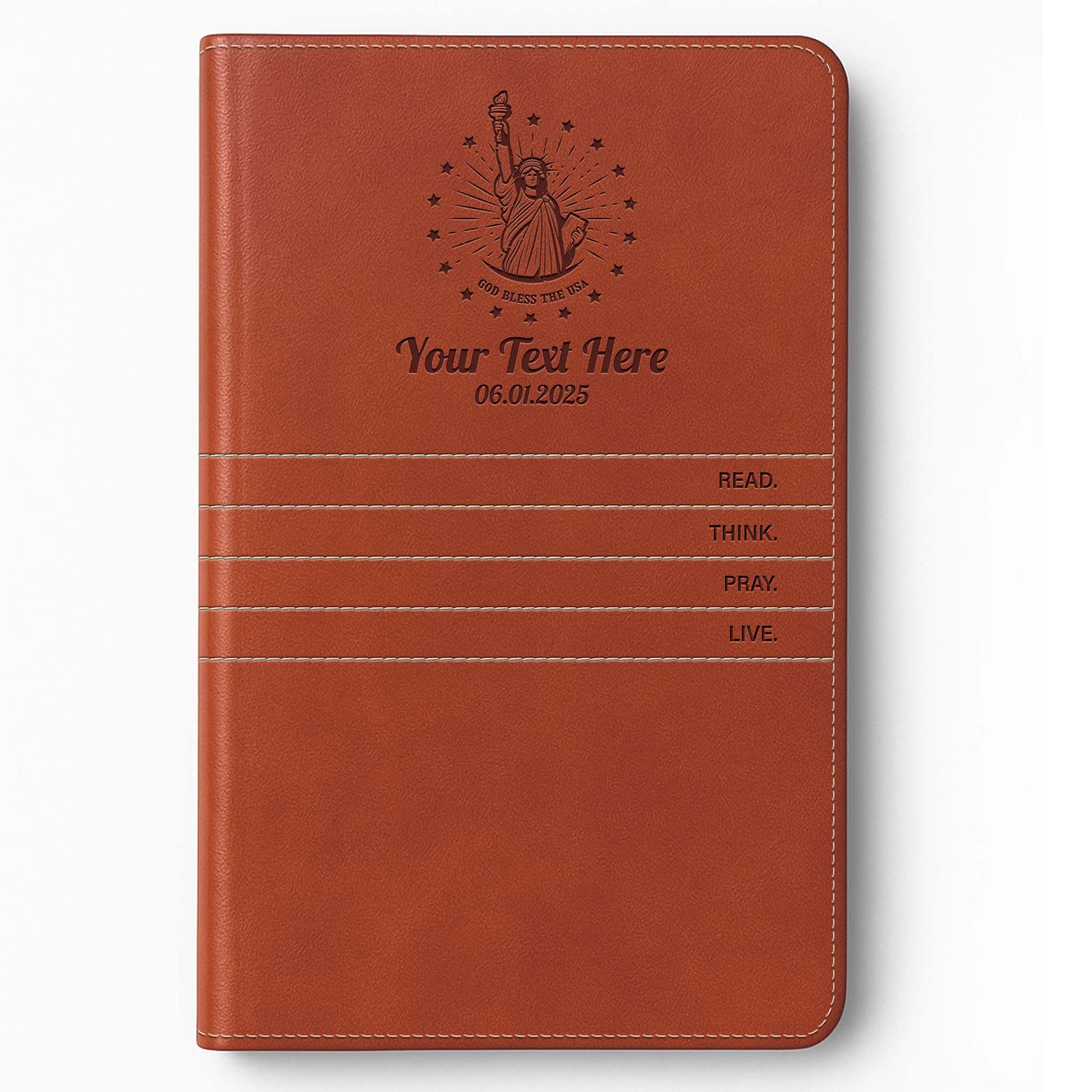 Personalized The Message Saddle Tan Bible - Engraved USA Patriotic