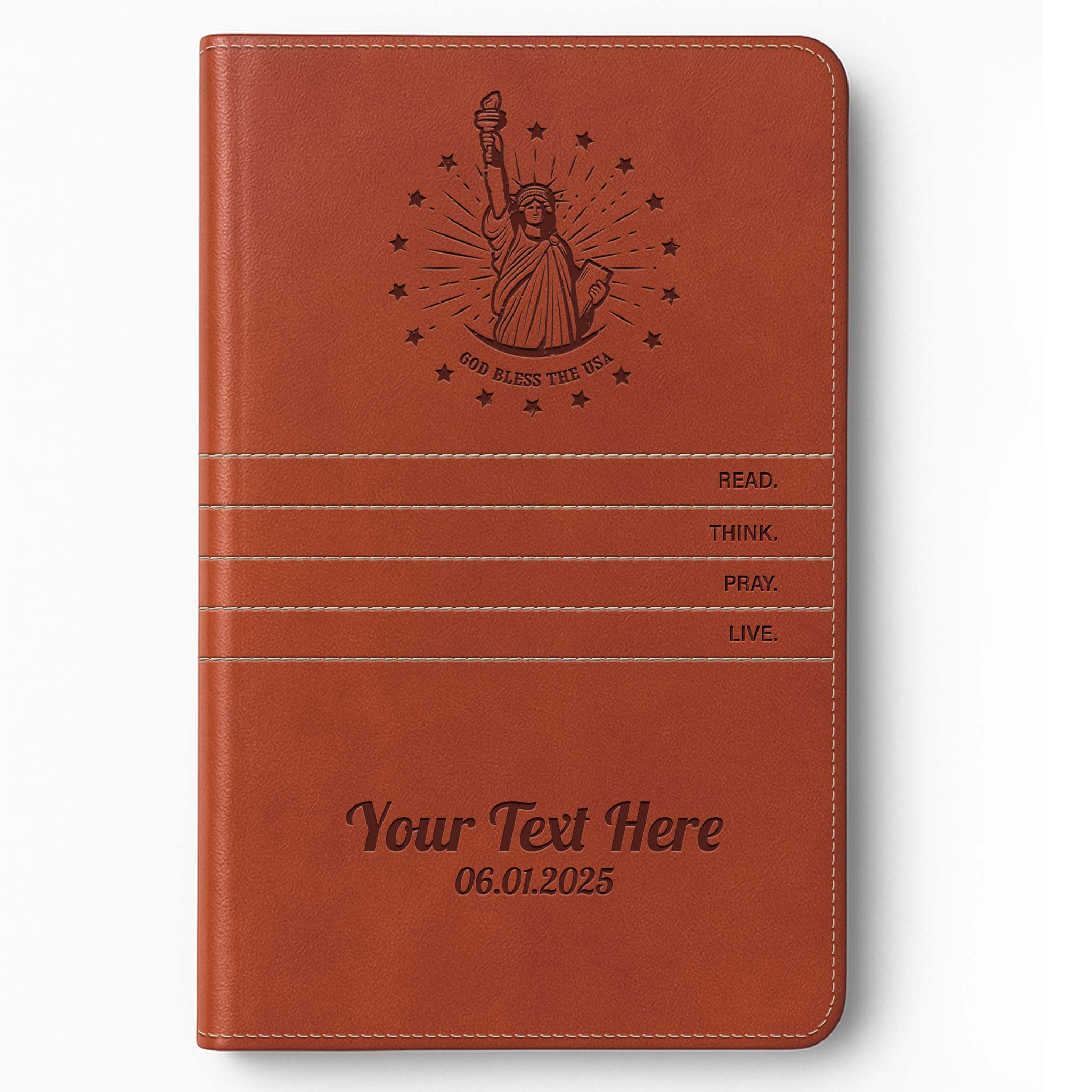 Personalized The Message Saddle Tan Bible - Engraved USA Patriotic