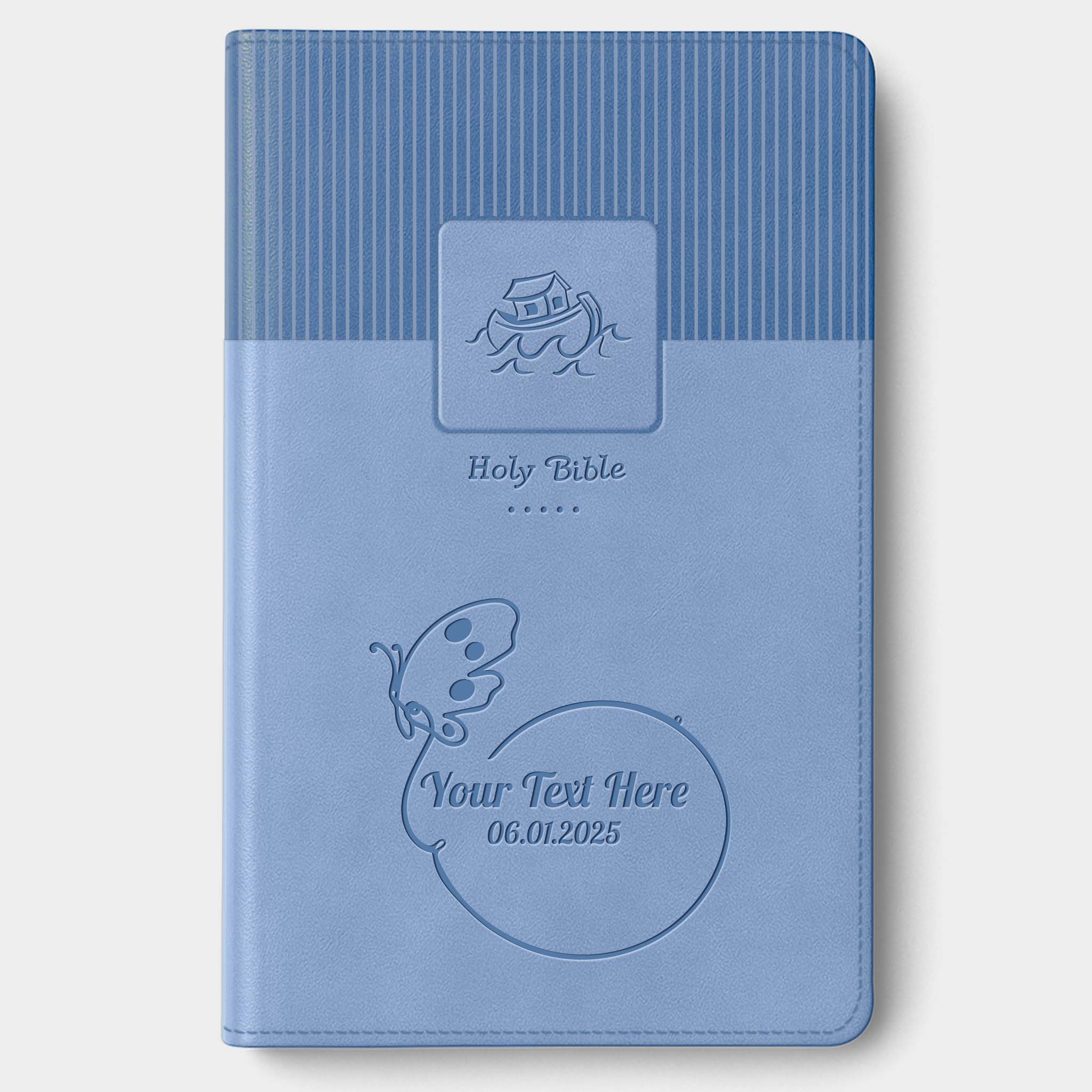 Personalized Baby's Bible Blue - NIV Engraved Floral Frame