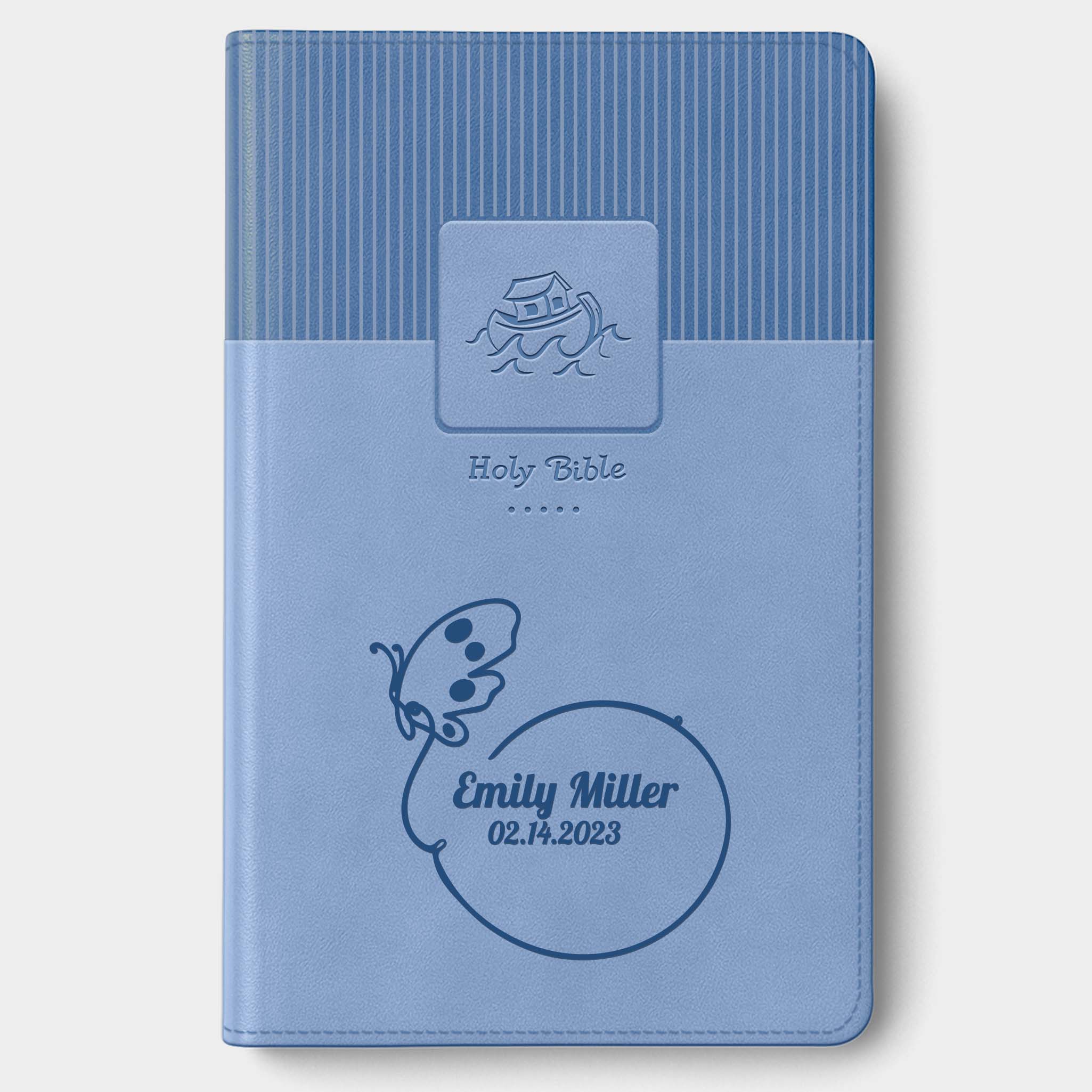 Personalized Baby's Bible Blue - NIV Floral Frame