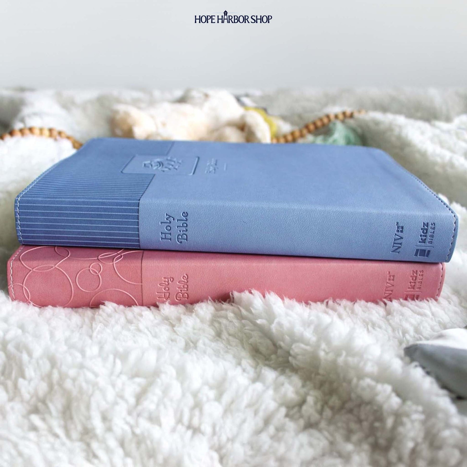 Personalized Baby's Bible Blue - NIV Engraved Floral Frame