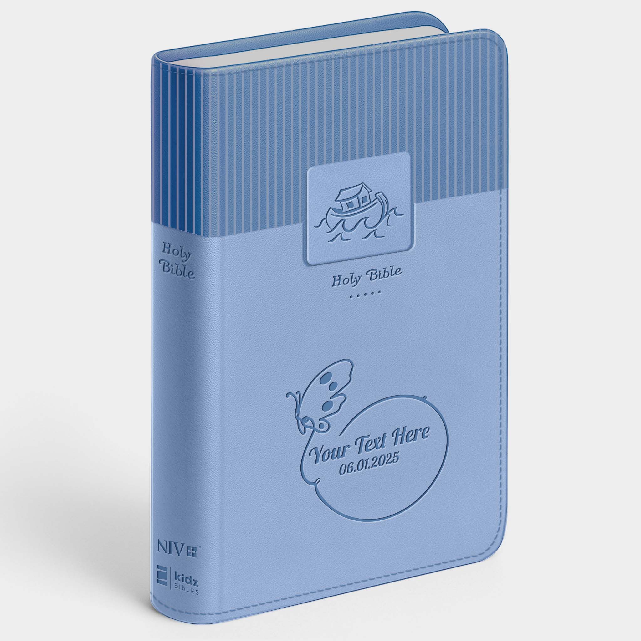 Personalized Baby's Bible Blue - NIV Engraved Floral Frame