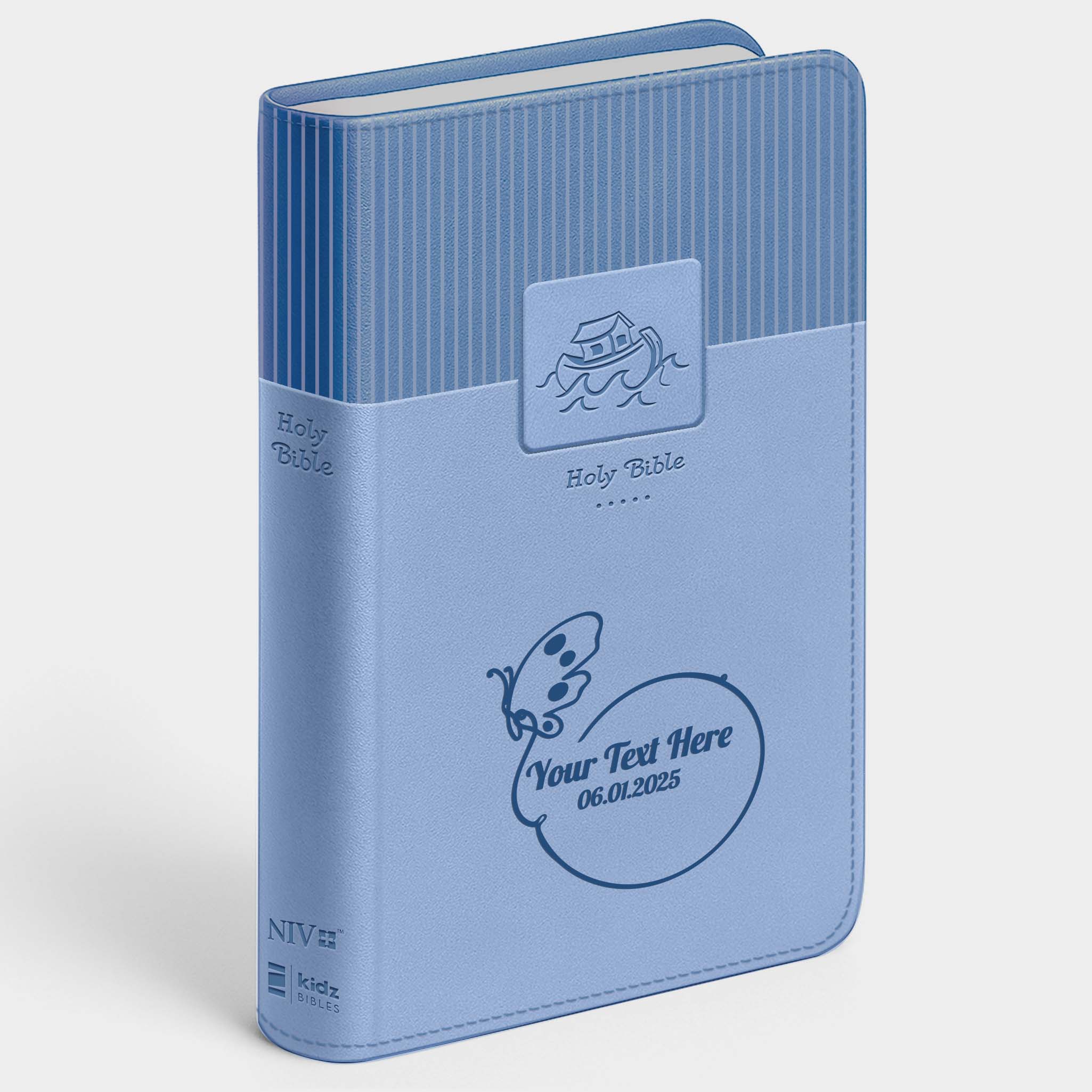 Personalized Baby's Bible Blue - NIV Floral Frame