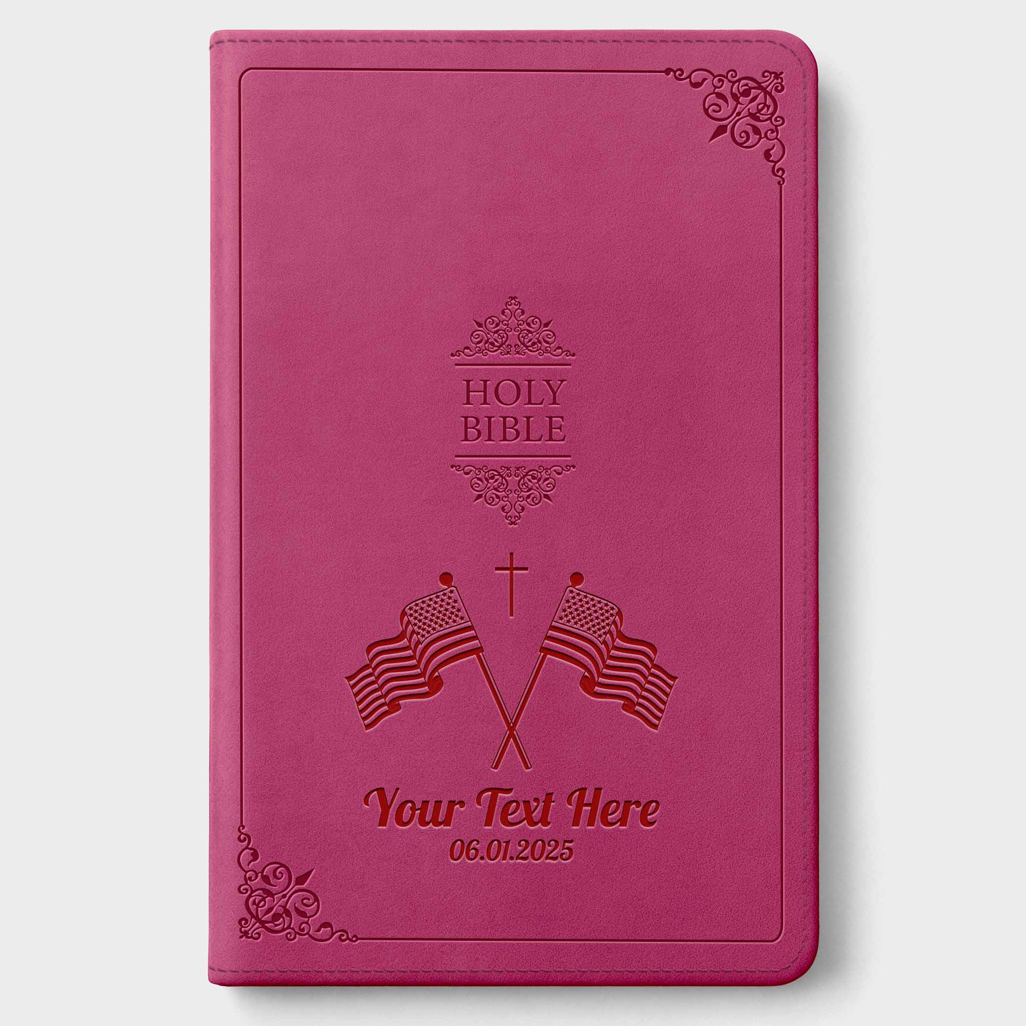 Personalized NIV Bible Large Print - Pink Thinline - Engraved USA Patriotic