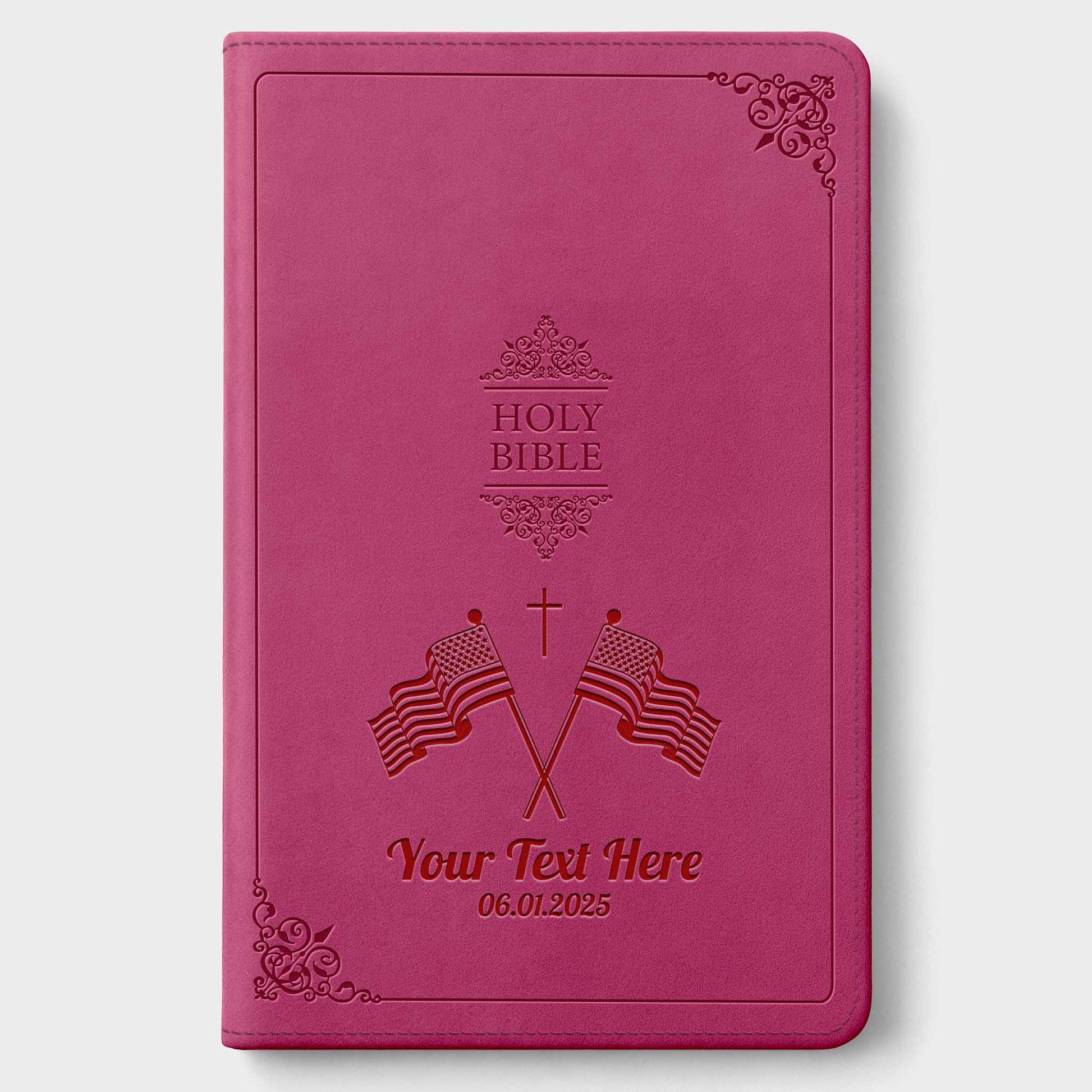Personalized NIV Bible Large Print - Pink Thinline - Engraved USA Patriotic