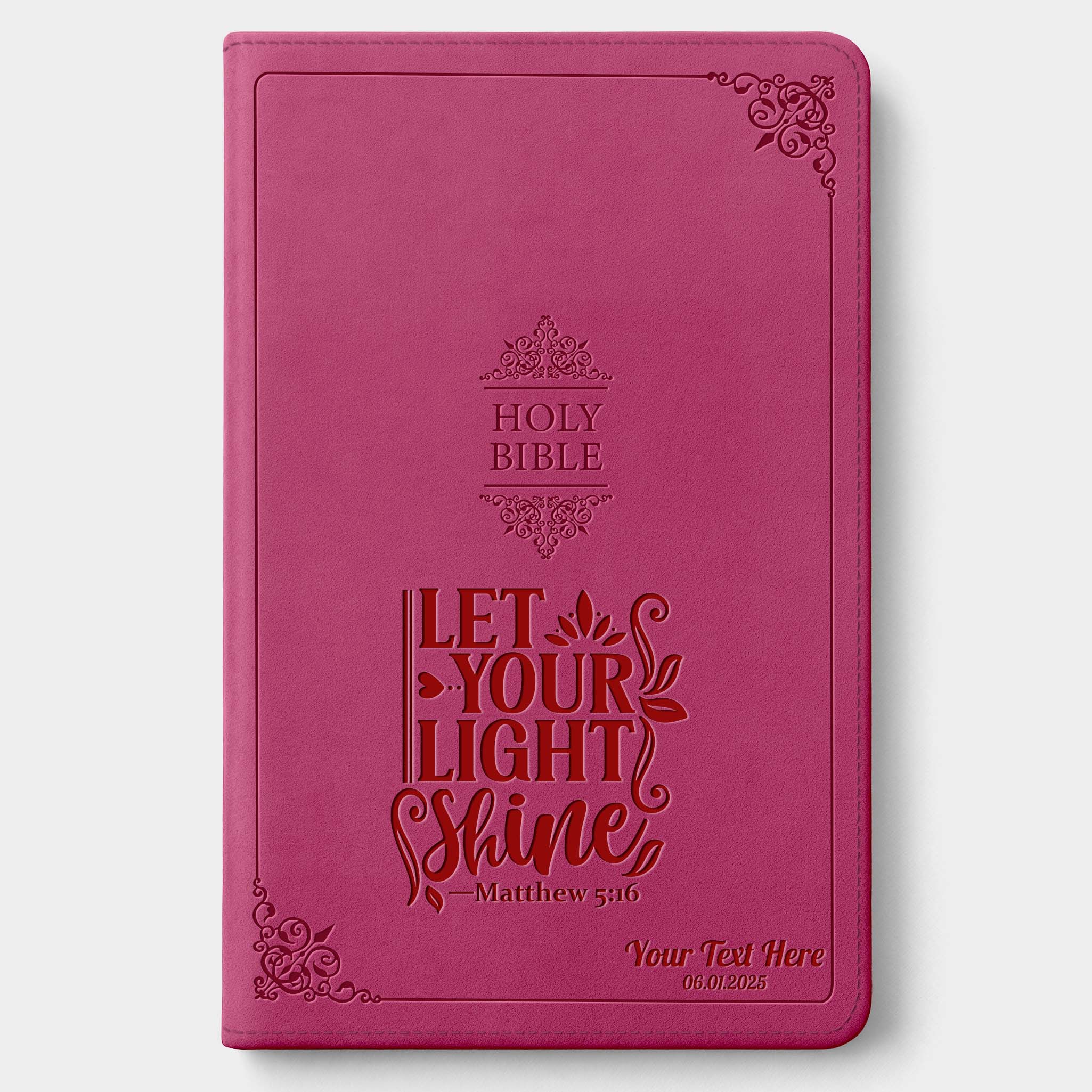 Personalized NIV Bible Large Print - Pink Thinline - Engraved Verse