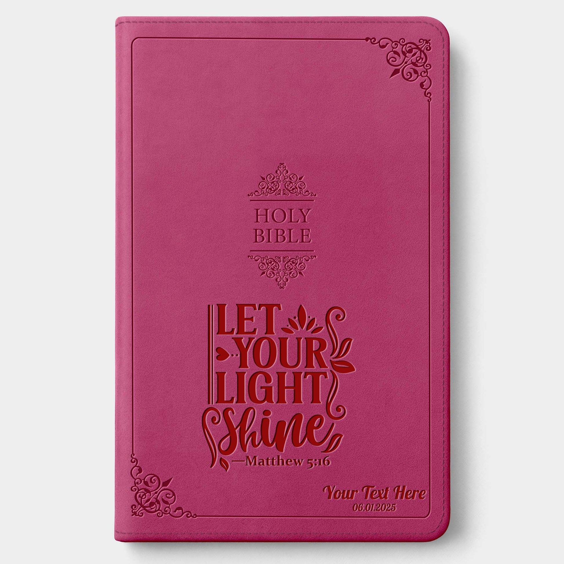 Personalized NIV Bible Large Print - Pink Thinline - Engraved Verse