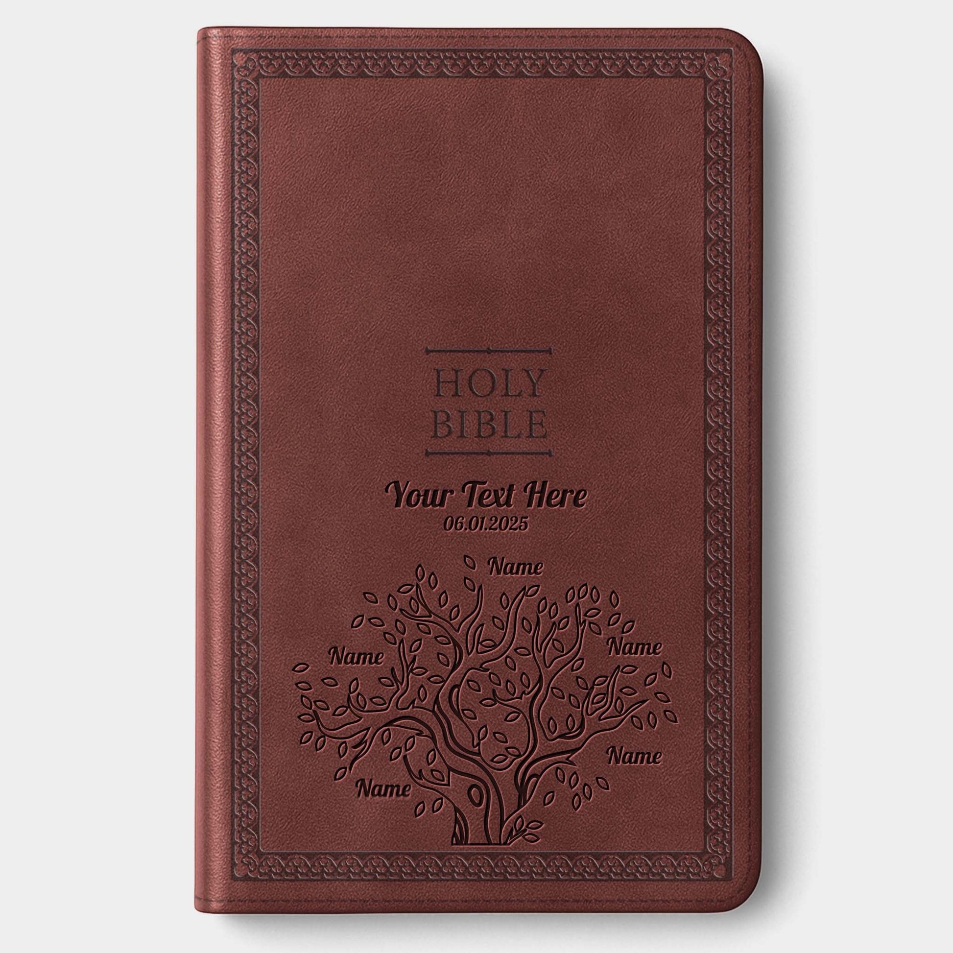 Personalized NIV Bible Brown Value Thinline - Engraved Family Tree