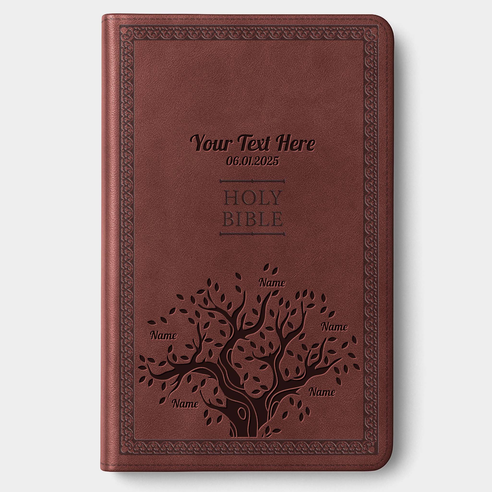 Personalized NIV Bible Brown Value Thinline - Engraved Family Tree