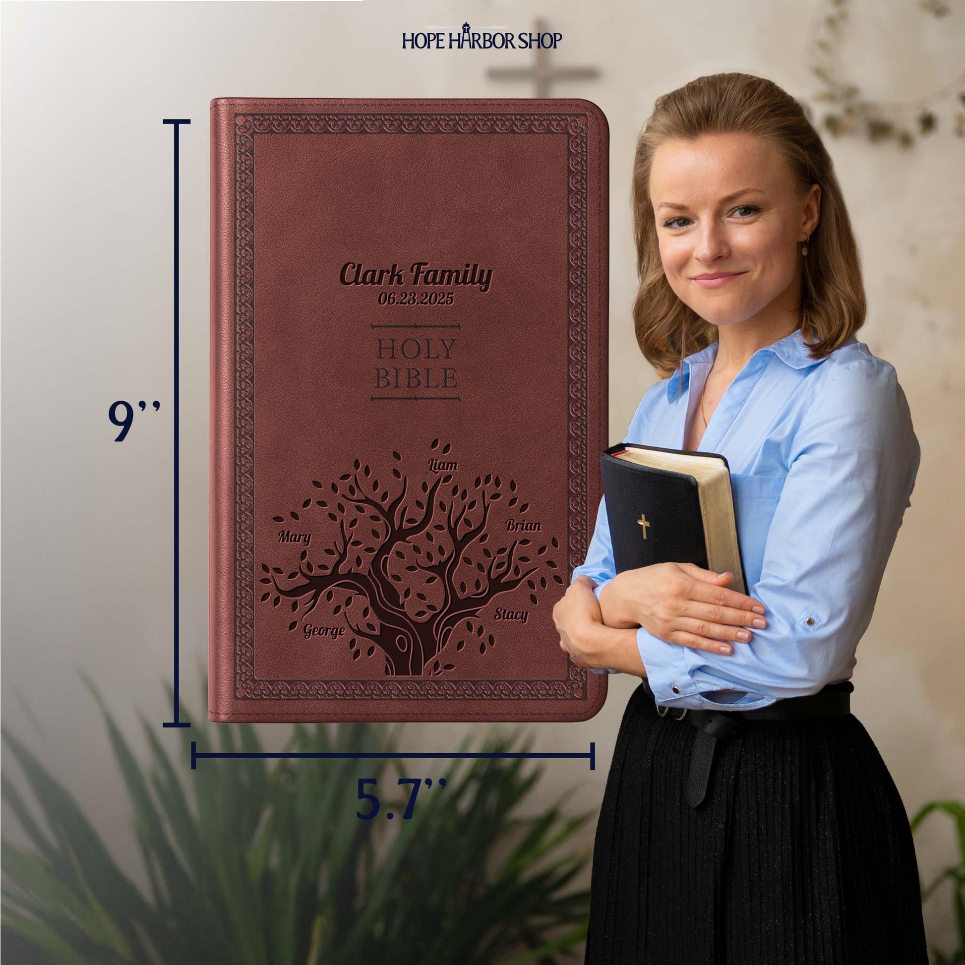 Personalized NIV Bible Brown Value Thinline - Engraved Family Tree